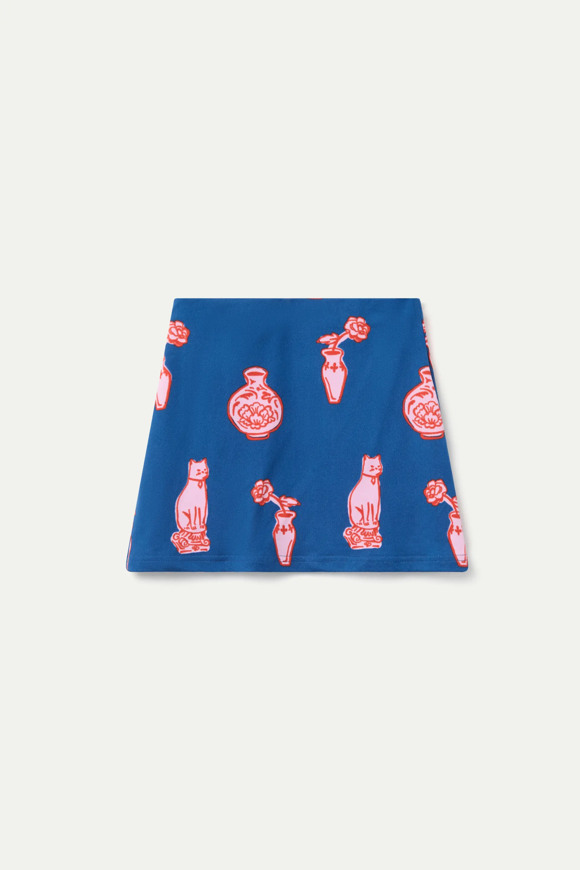 Falda corta de punto elástico con estampado Porcelain. - Image 2