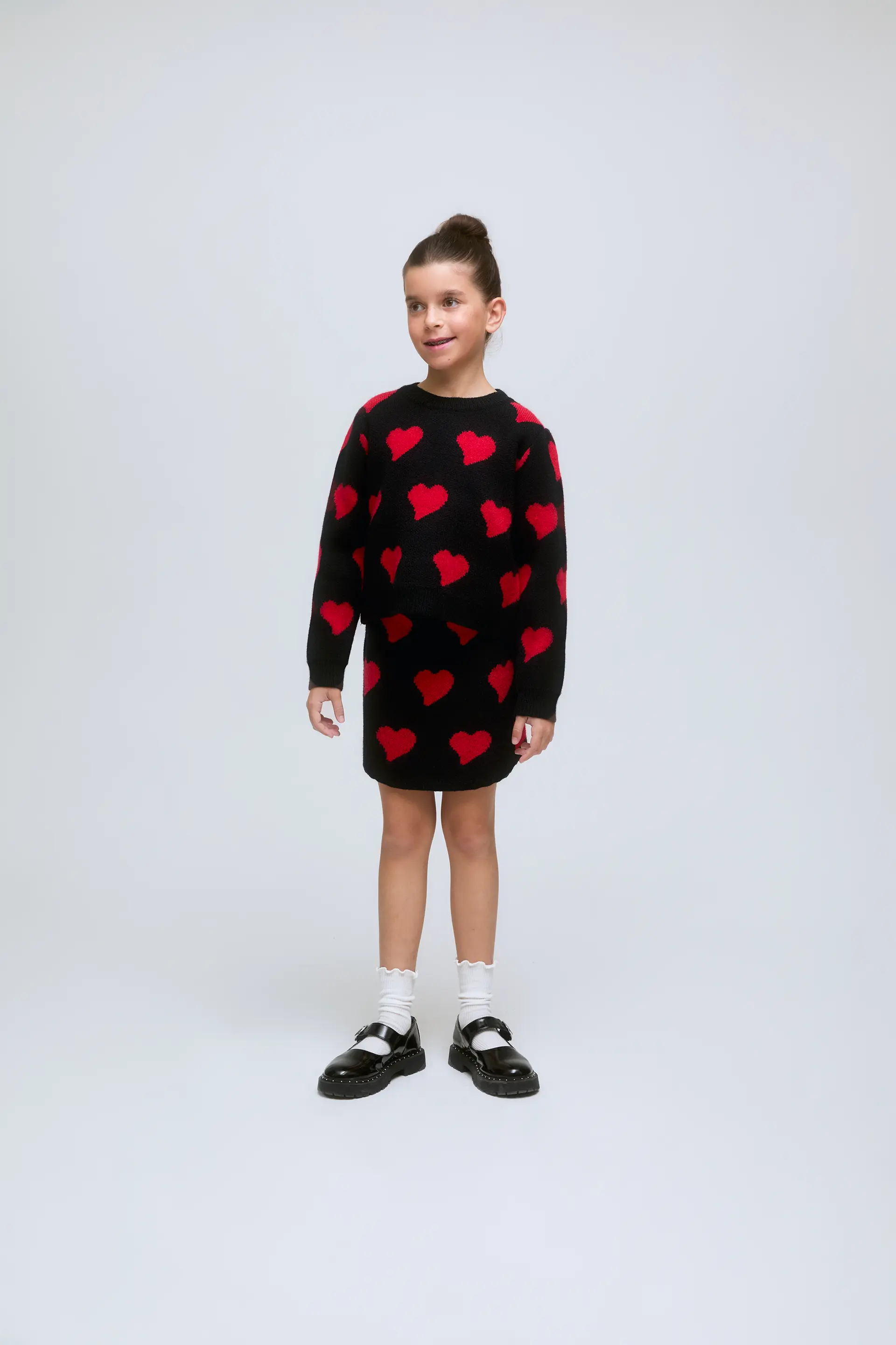 Falda de punto negra con corazones rojos Heart Attack.