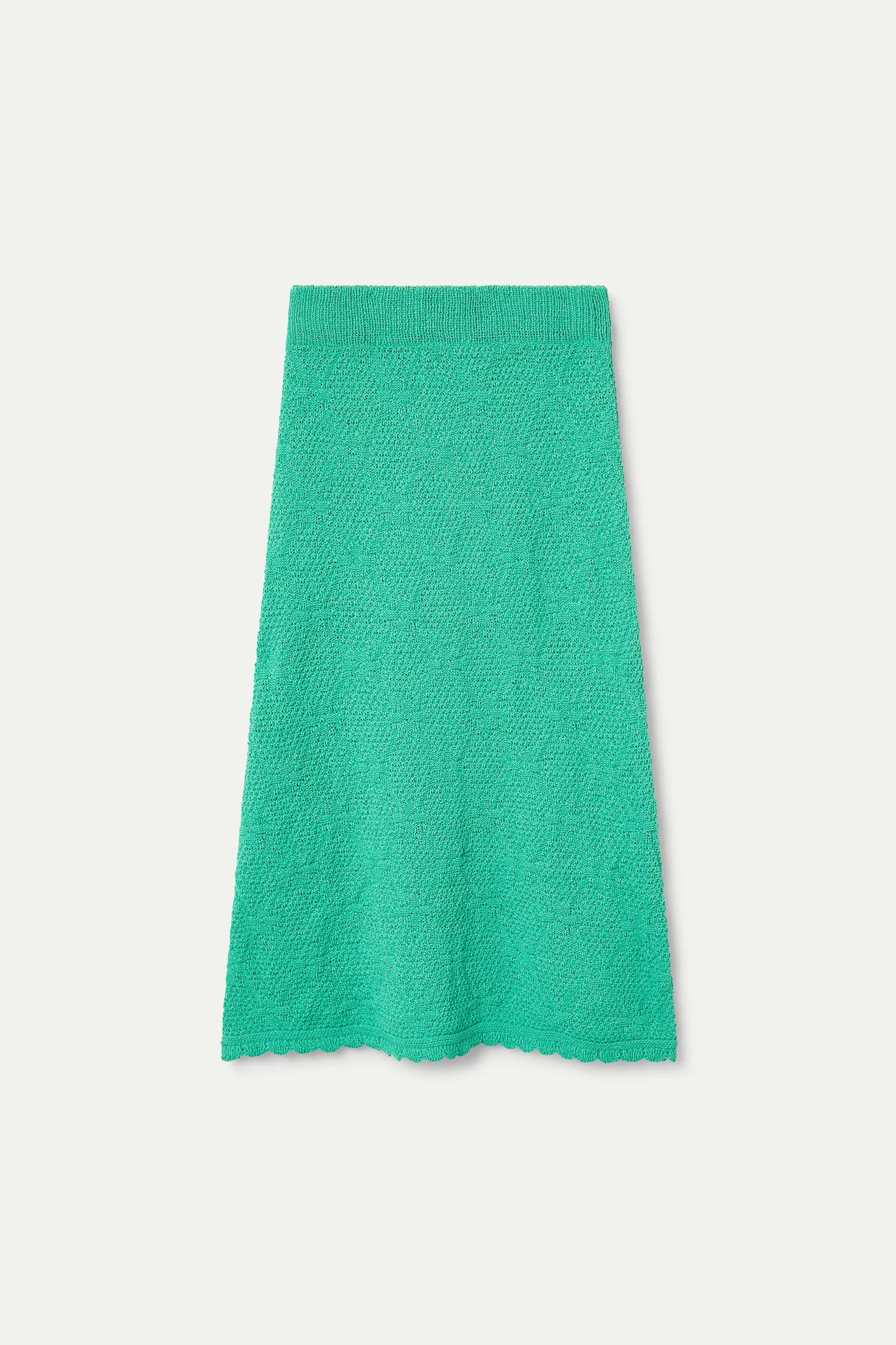 Falda midi con bordado encadenado verde - Image 2