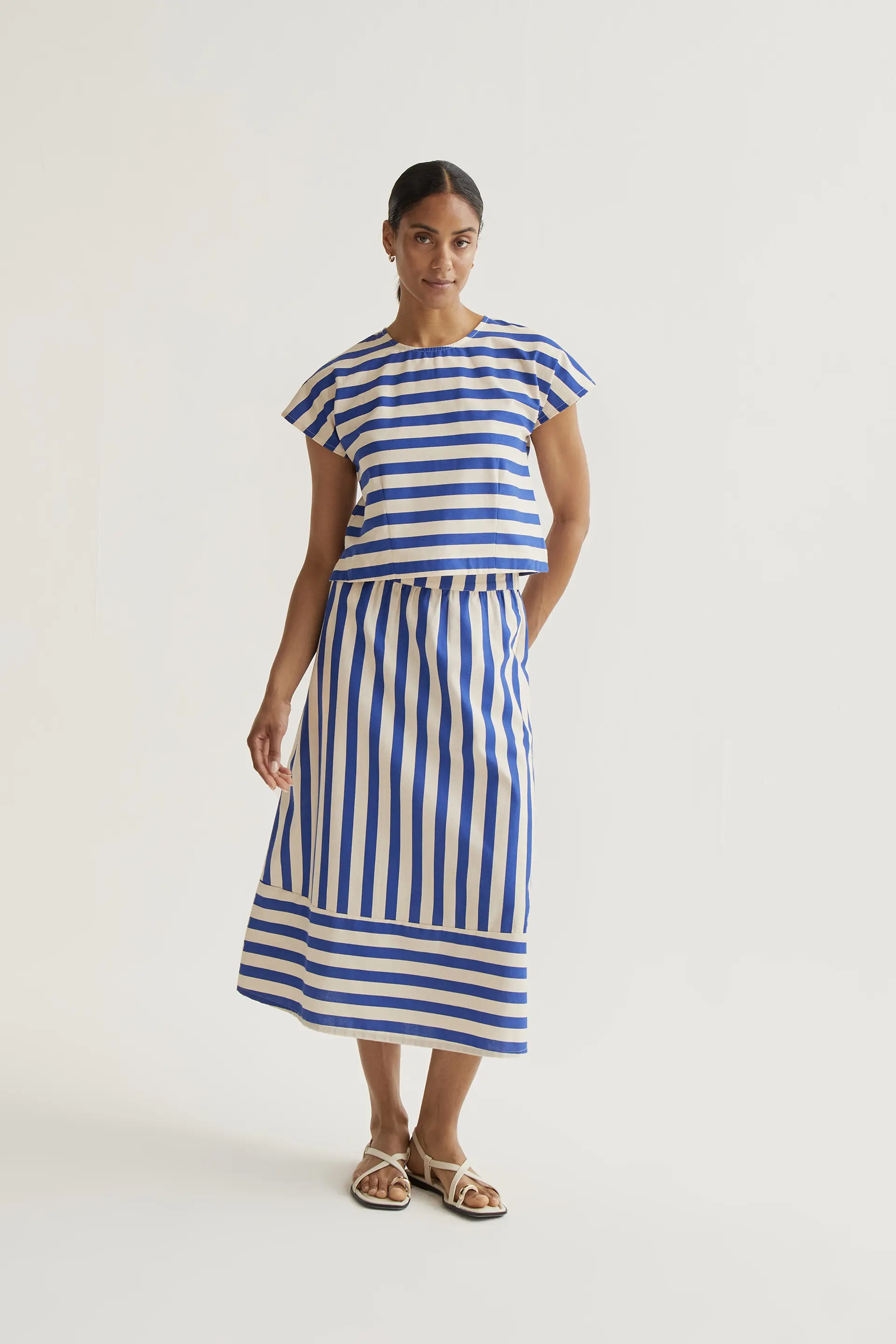 Falda midi con estampado Bamboo Blue - Image 5