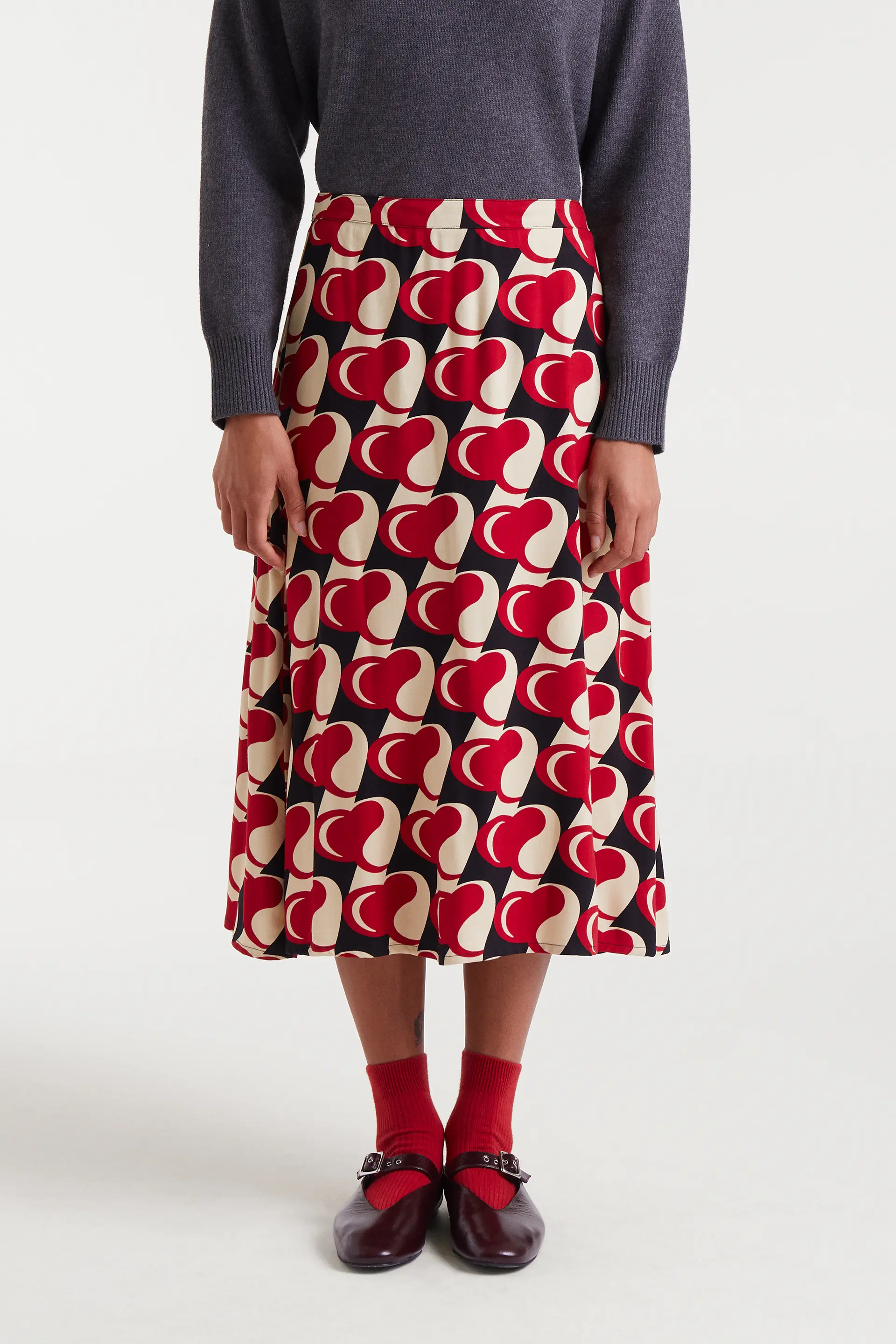 Falda midi con estampado Heart Attack