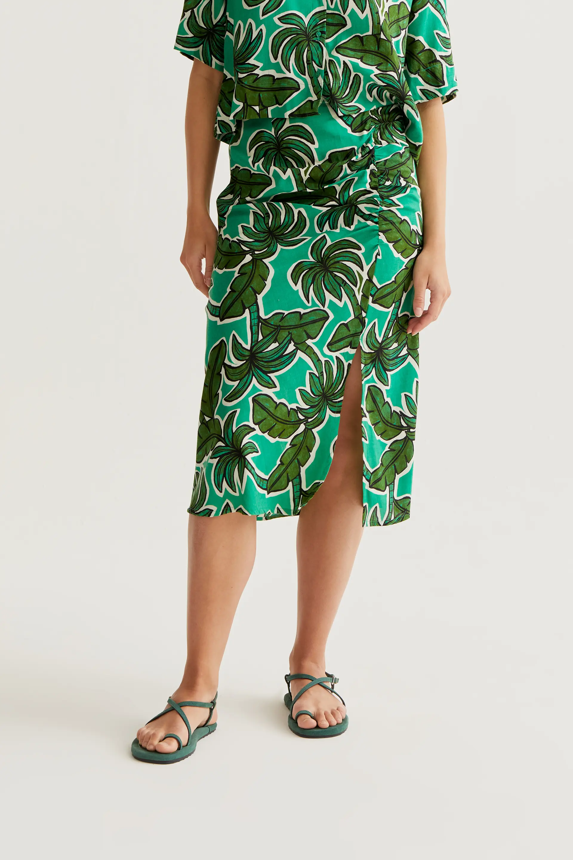 Falda midi con estampado Palm Tree