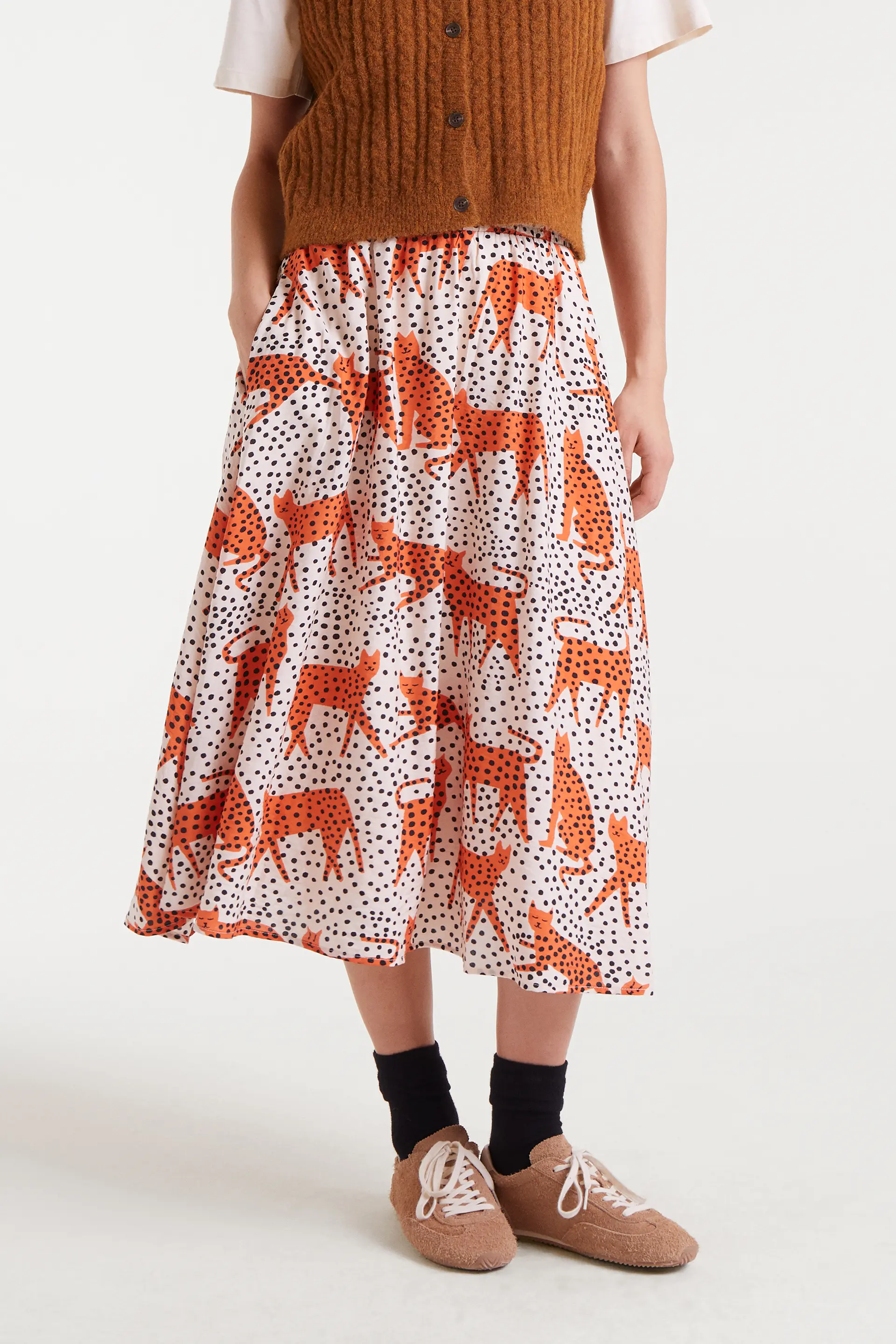 Falda midi con estampado Tano