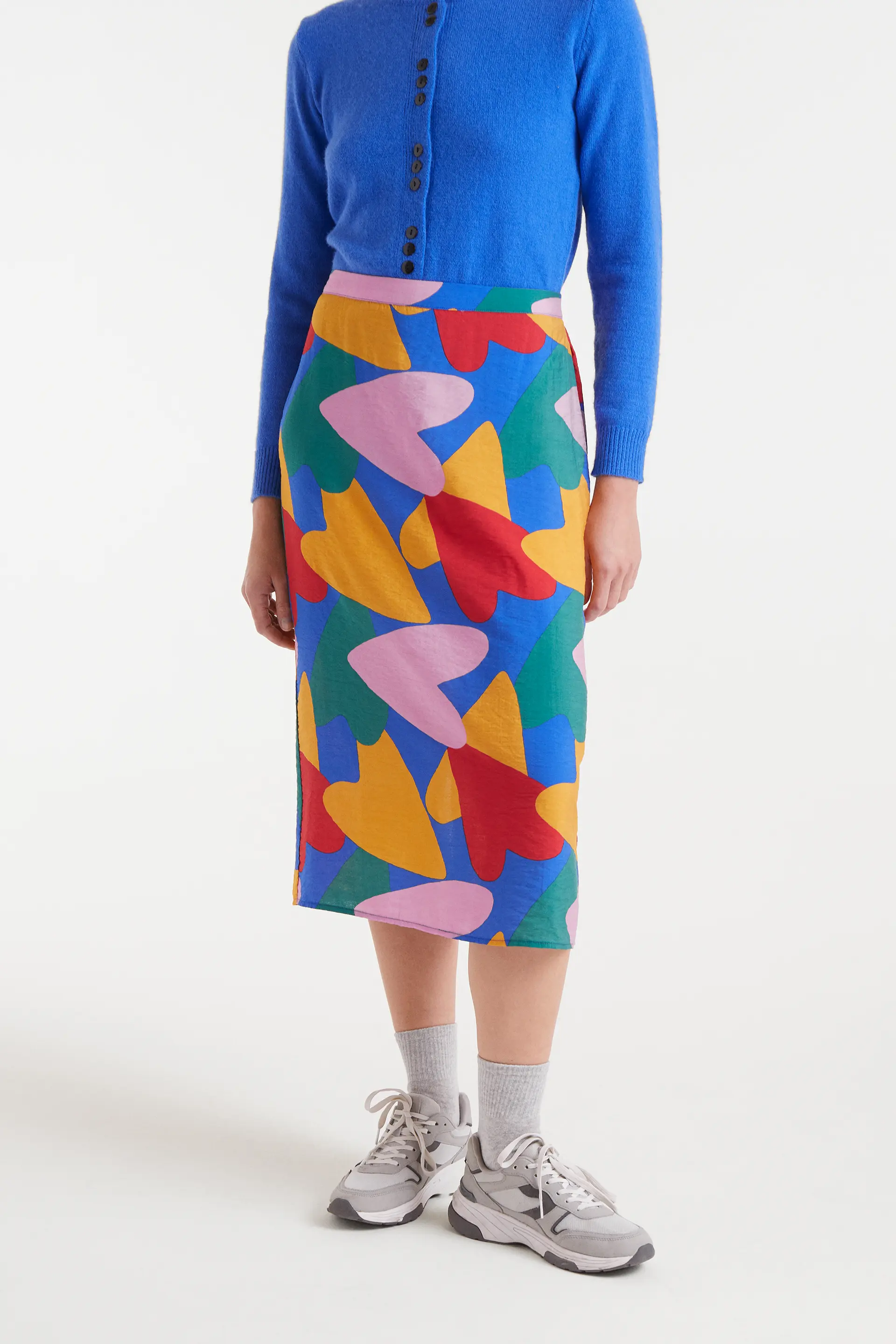 Falda midi crepé ligero con estampado Cupido