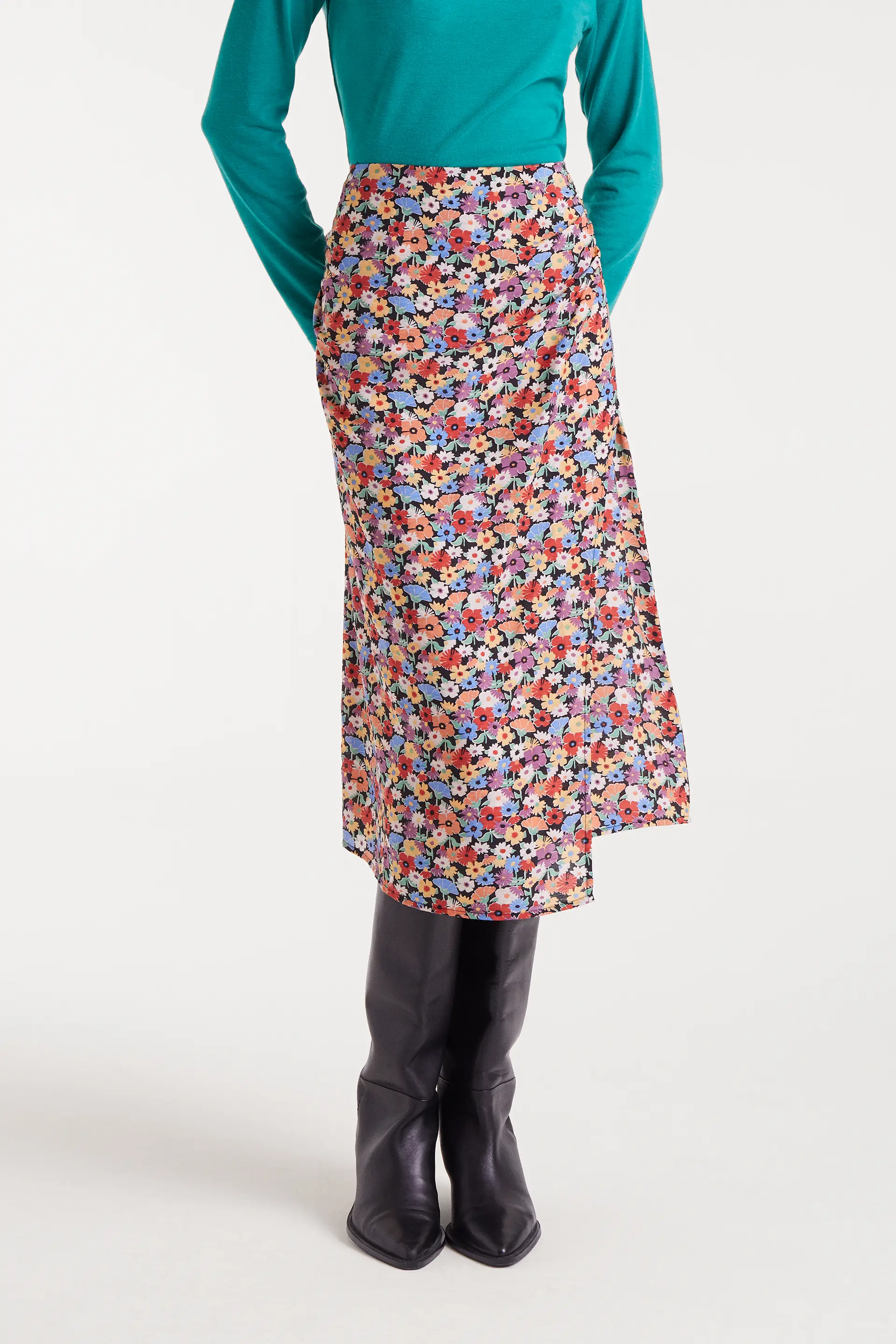 Falda midi crepé ligero con estampado Hampton Small