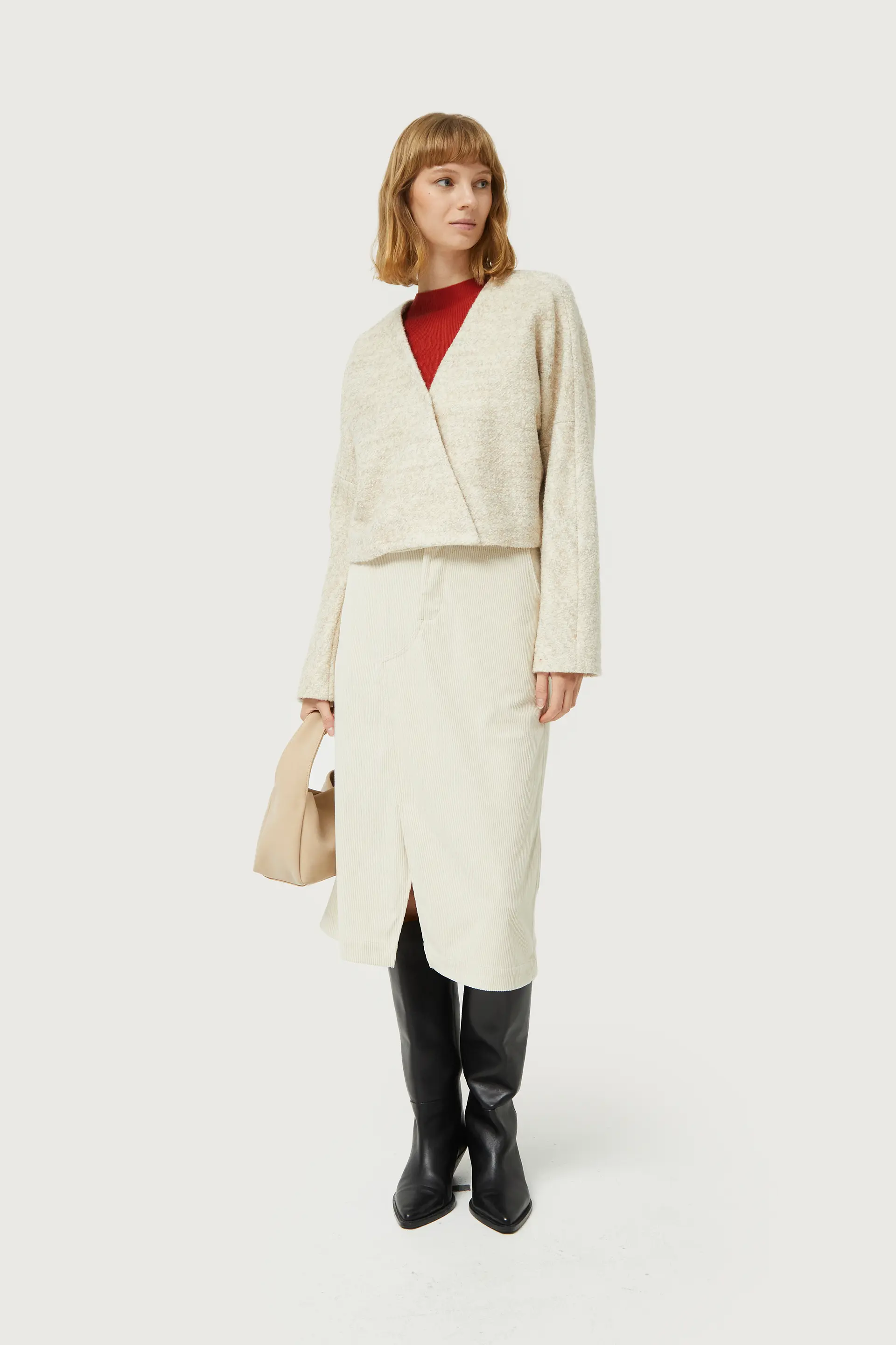 Falda midi de pana blanca - Image 4