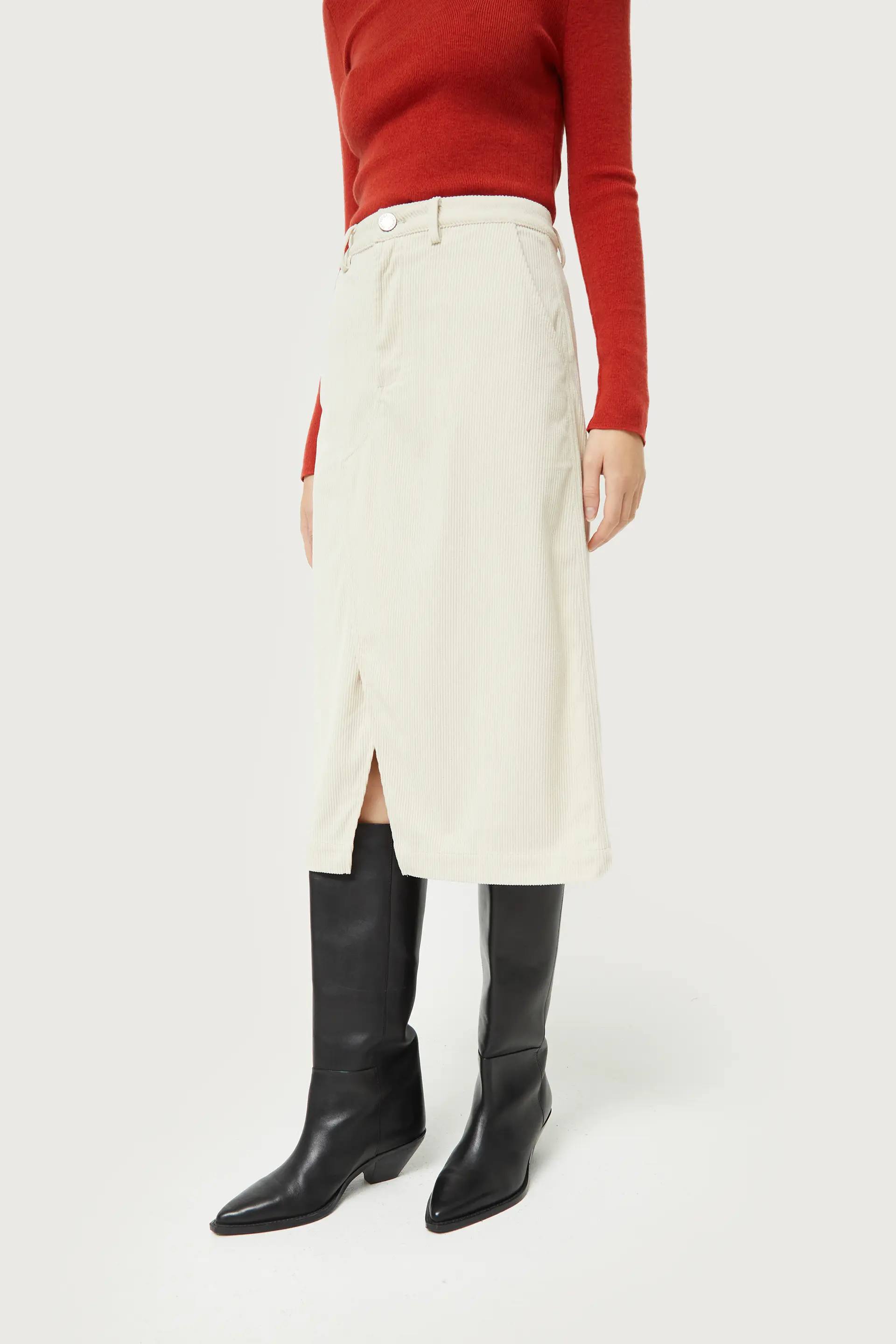Falda midi de pana blanca - Image 5