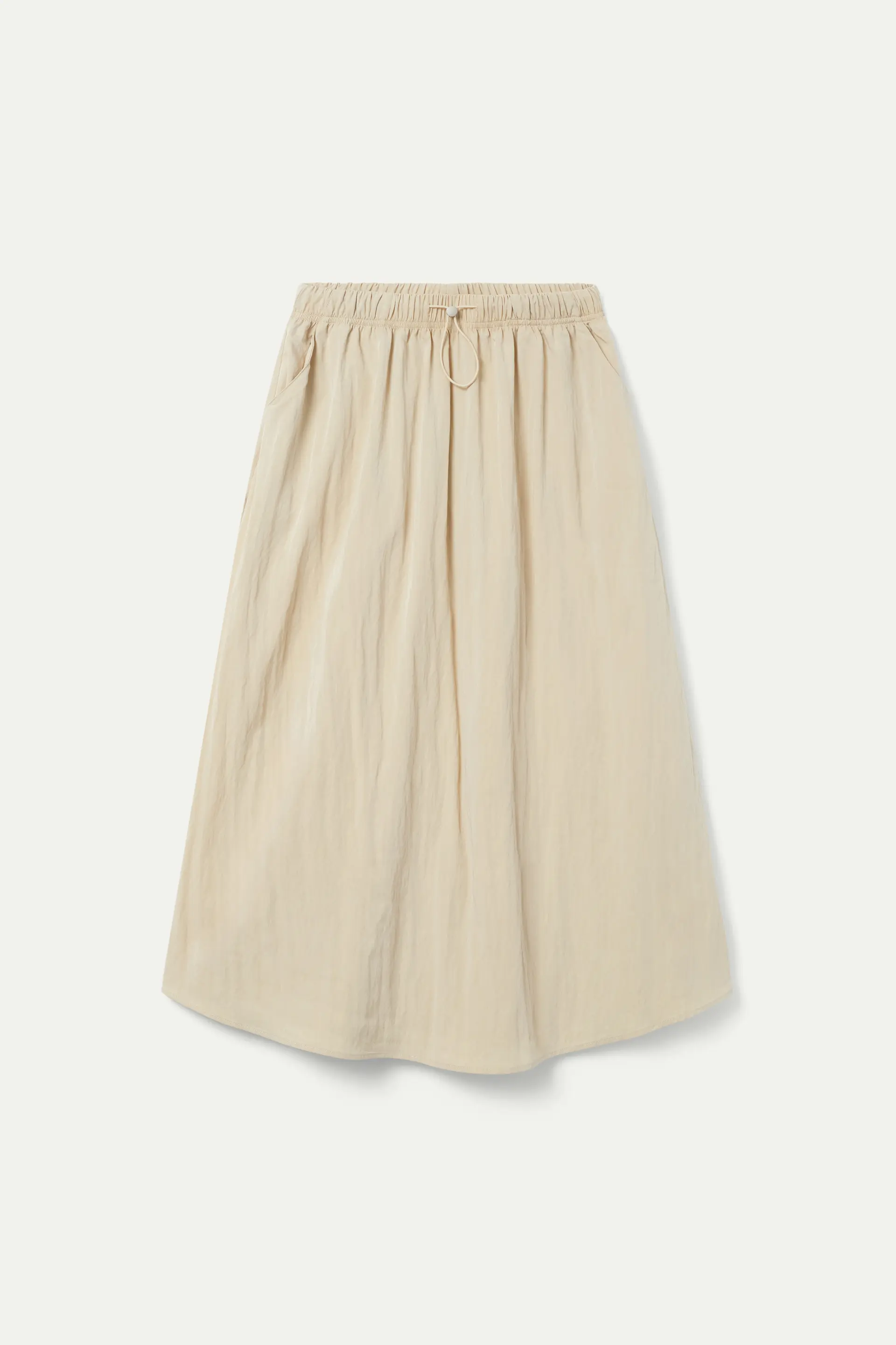 Falda midi en tejido técnico beige - Image 2