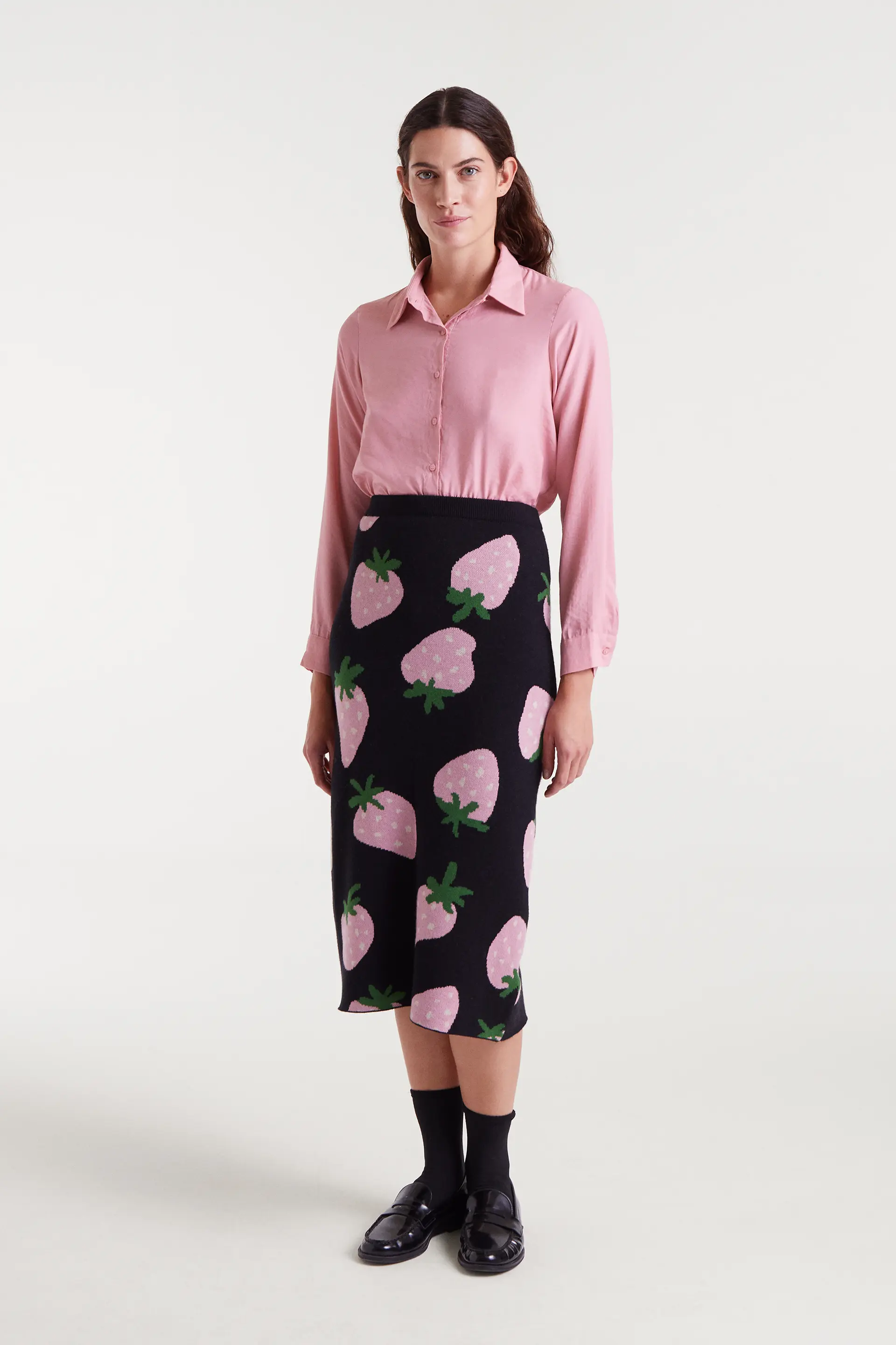 Falda midi jacquard con estampado Morango - Image 5