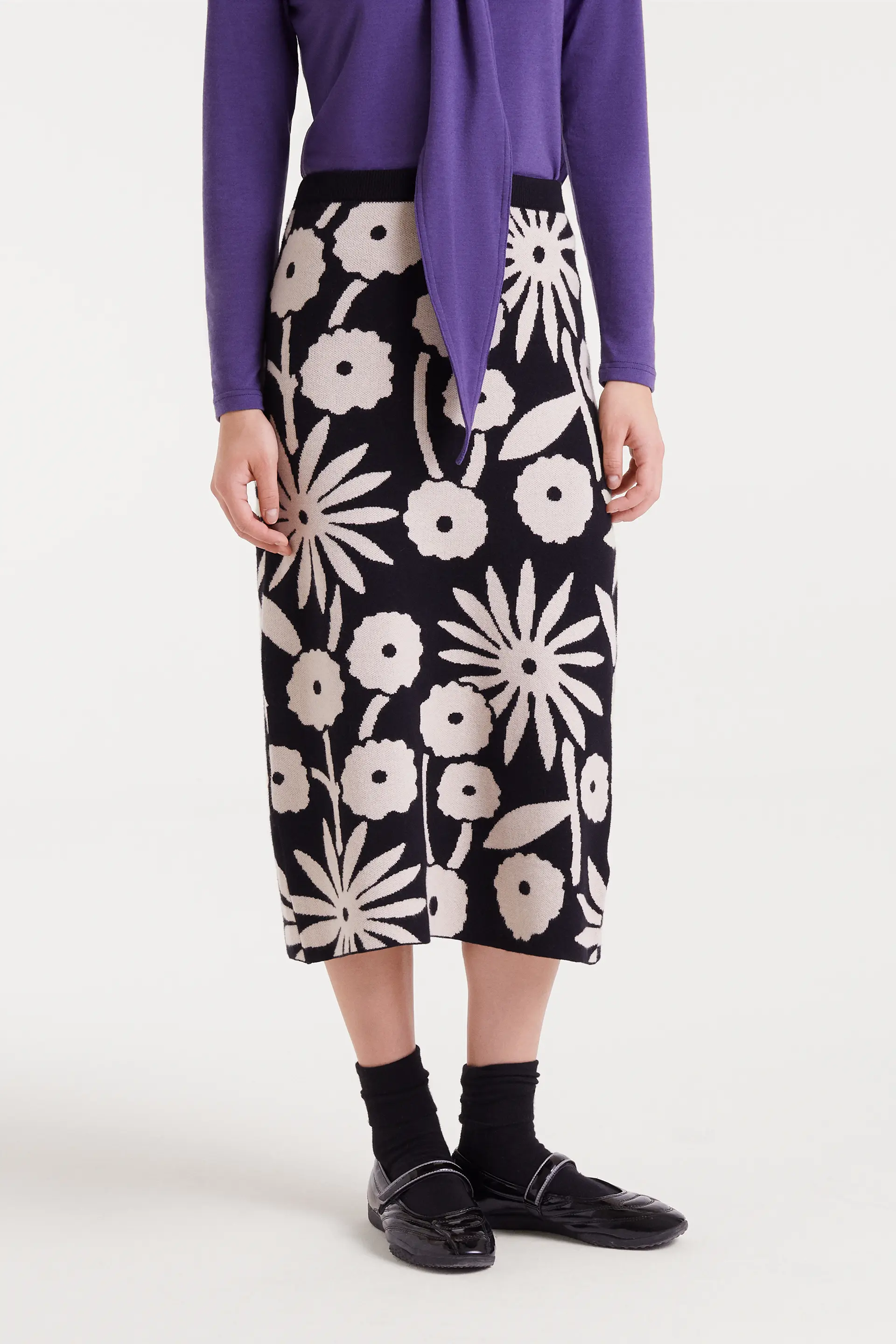 Falda midi jacquard con estampado Tofu