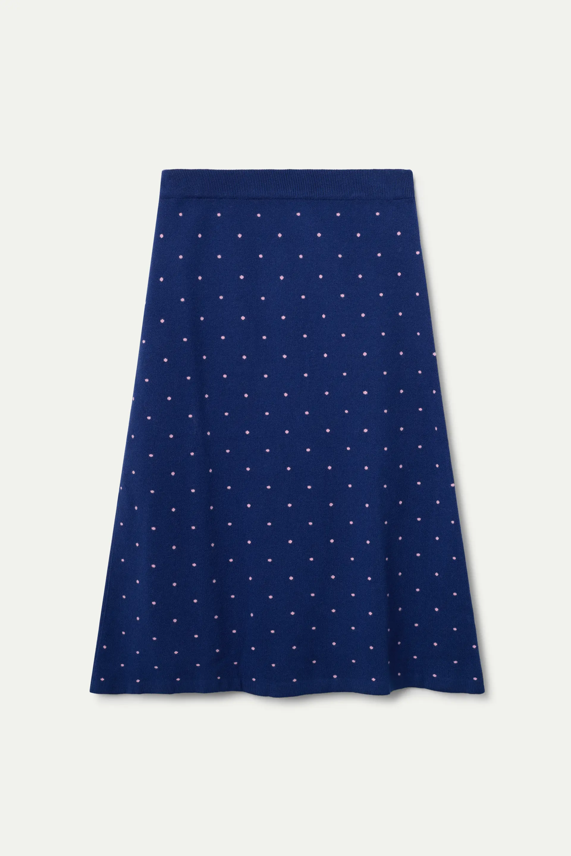 Falda midi punto jacquard estampado topos mini navy blue y rosa - Image 2