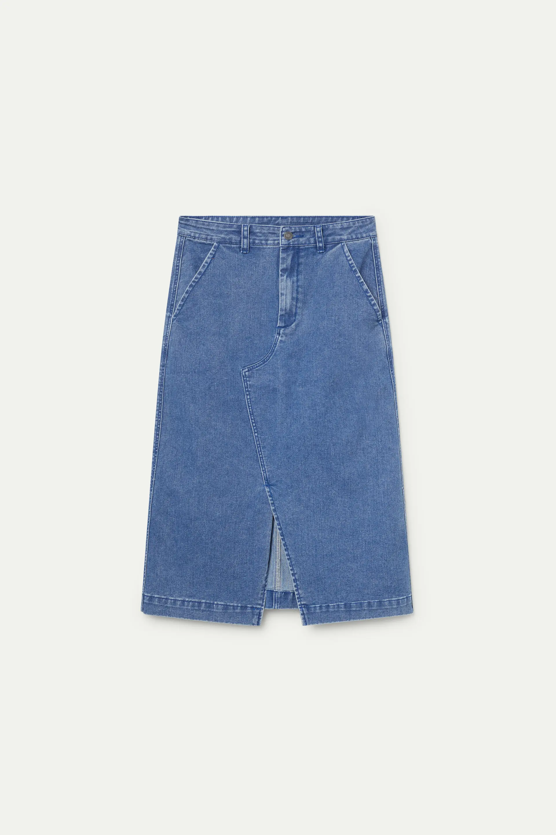 Falda midi vaquera azul - Image 2