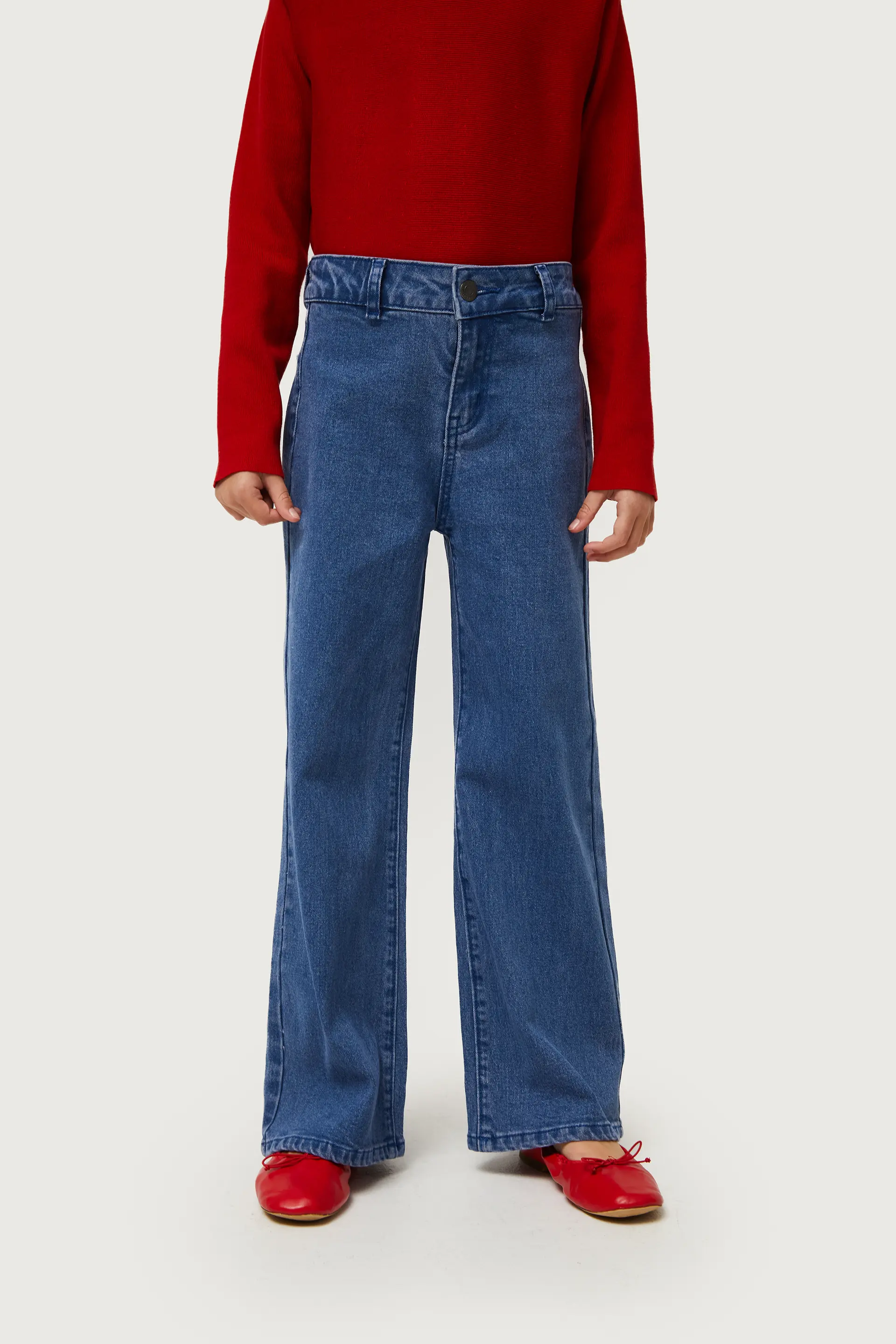 Jeans largos de niña rectos azules - Image 3