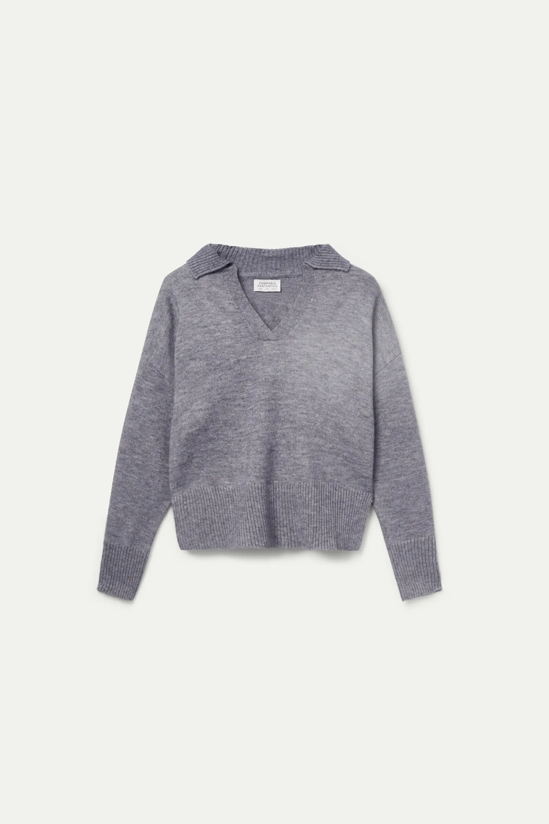 Jersey con cuello polo gris - Image 2