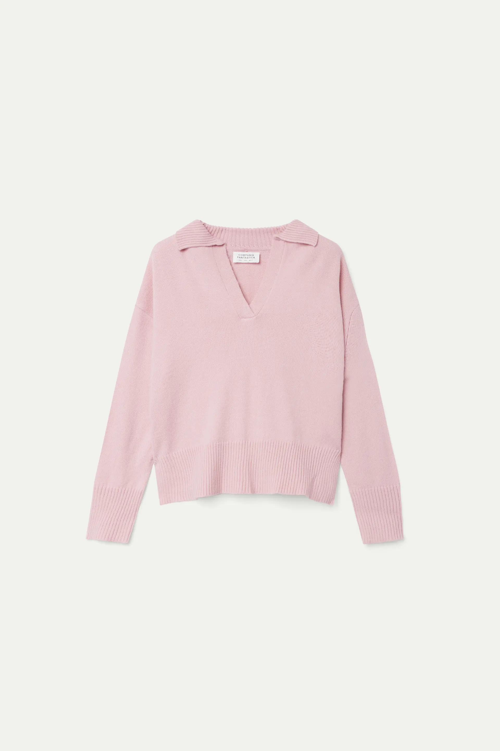 Jersey con cuello polo rosa - Image 2