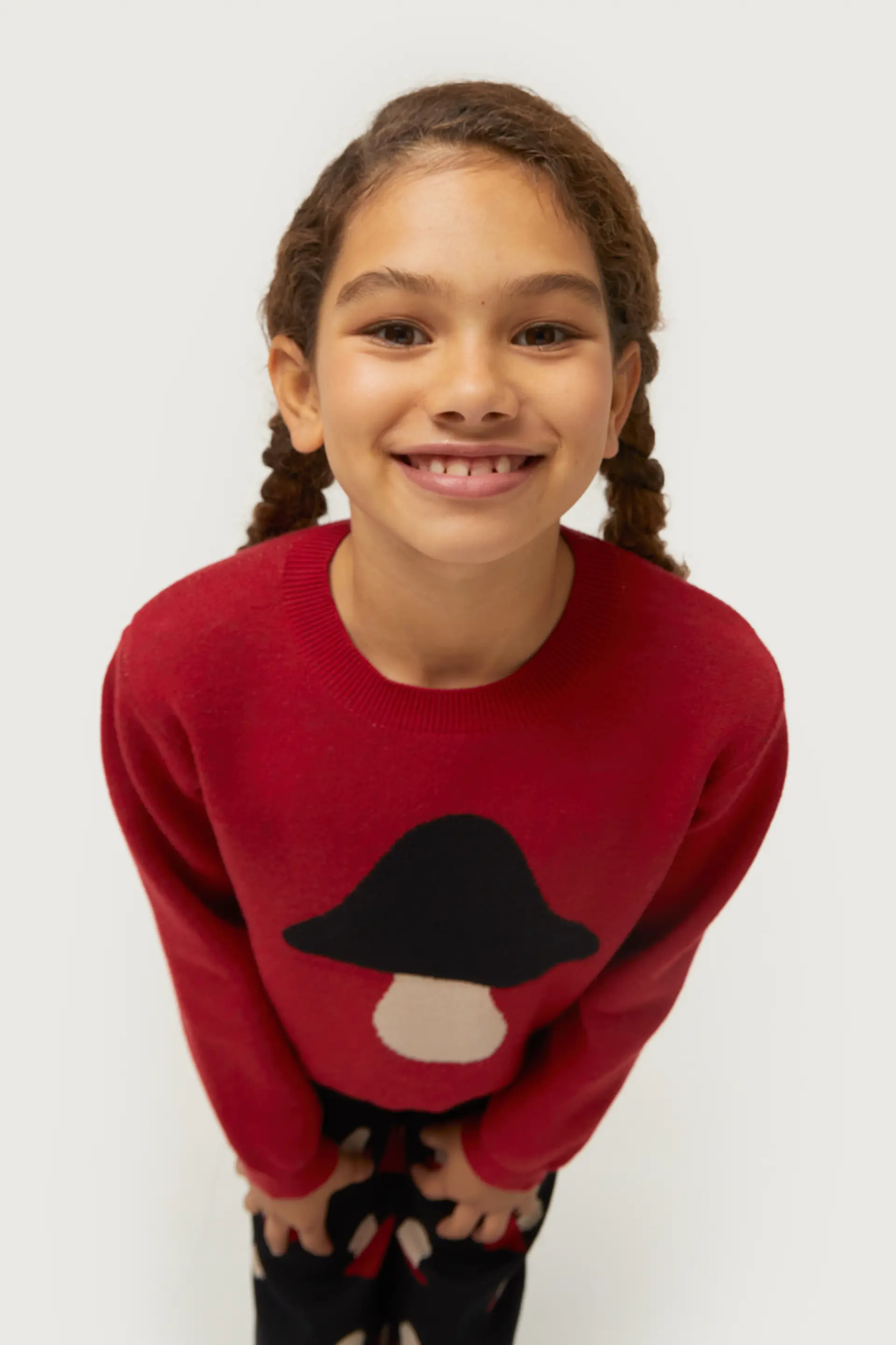 Jersey de niña de punto jacquard con print de seta - Image 3