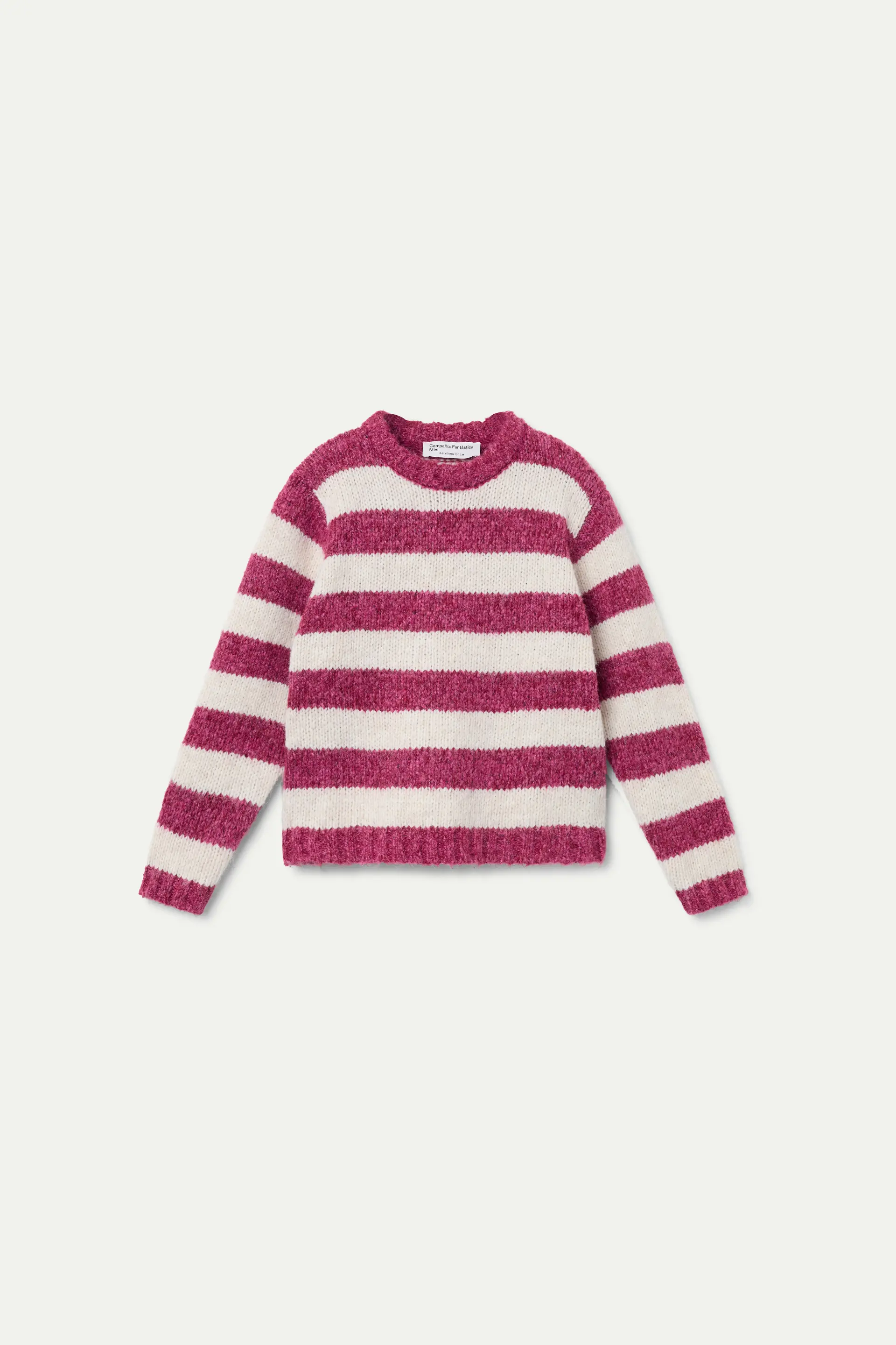 Jersey de niña de punto rayas blancas y fucsias - Image 2