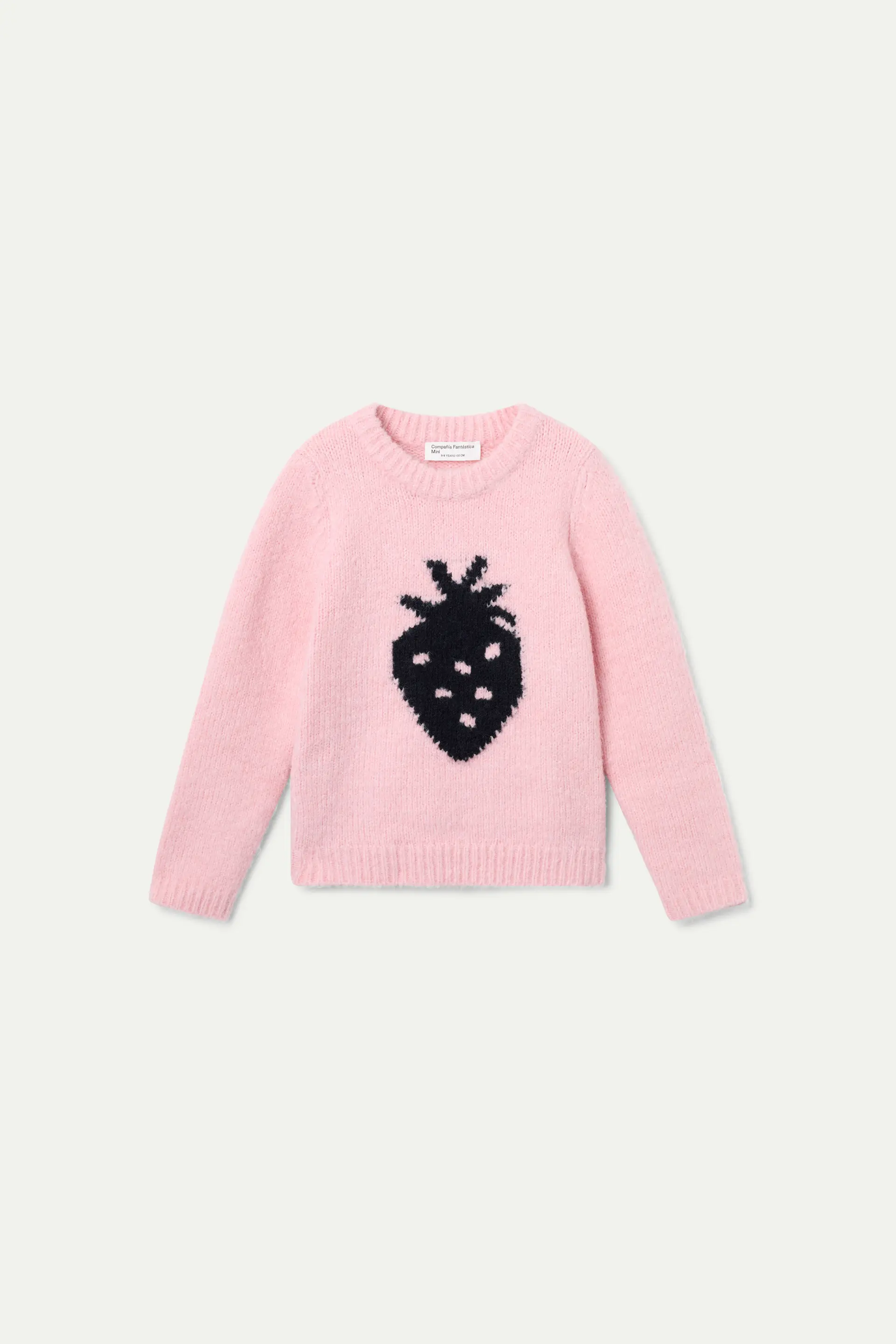 Jersey de niña de punto rosa con print de fresa - Image 2