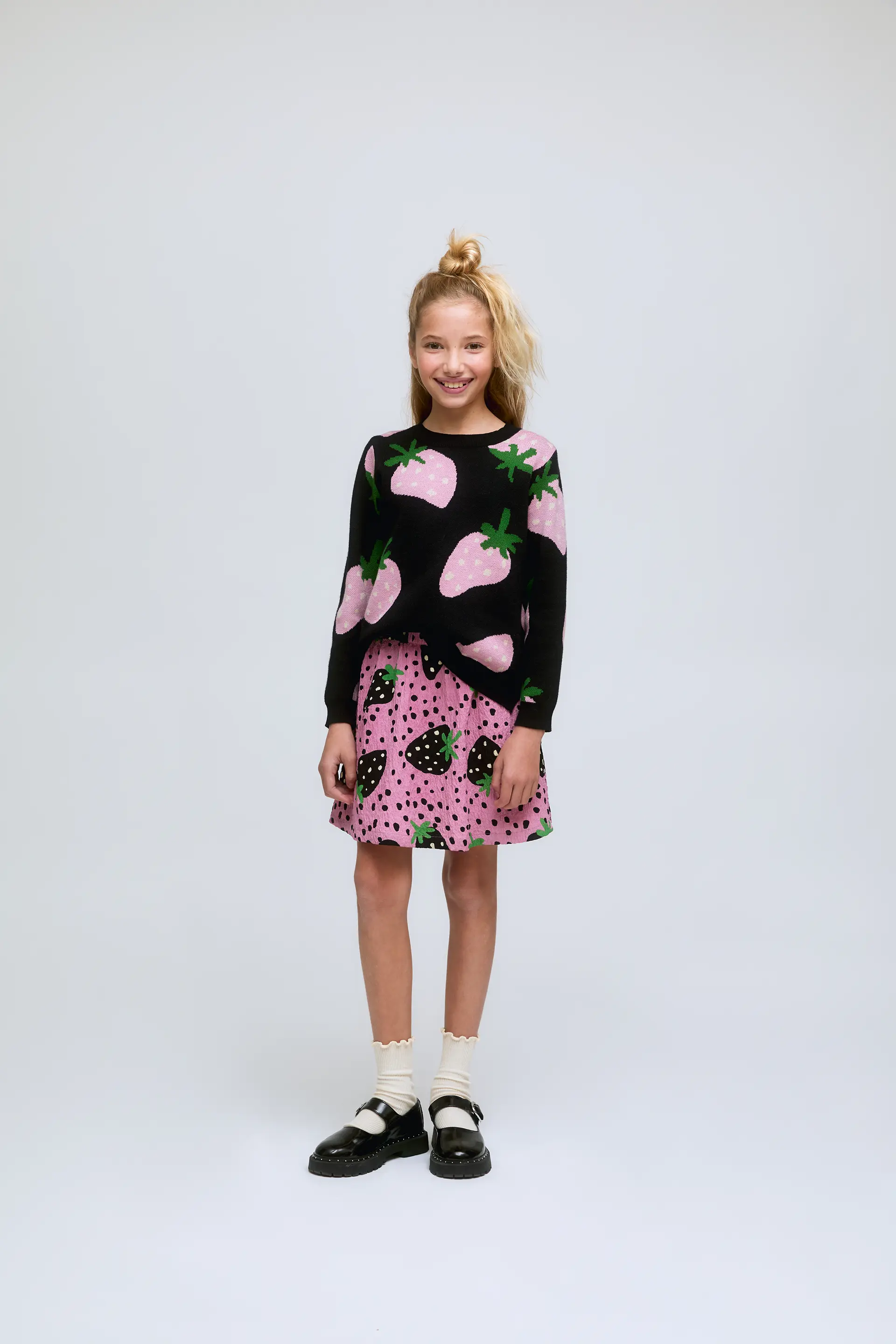Jersey de niña punto estampado Morango