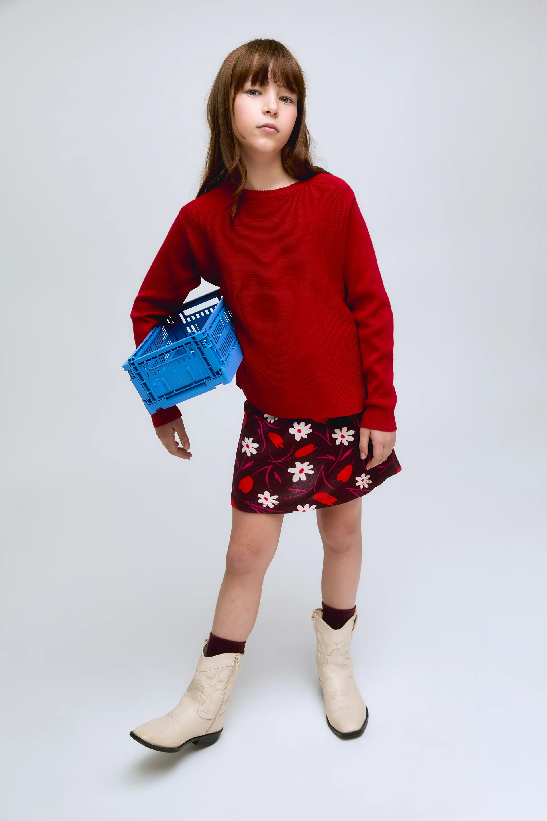 Jersey de niña punto fino y manga larga rojo - Image 4