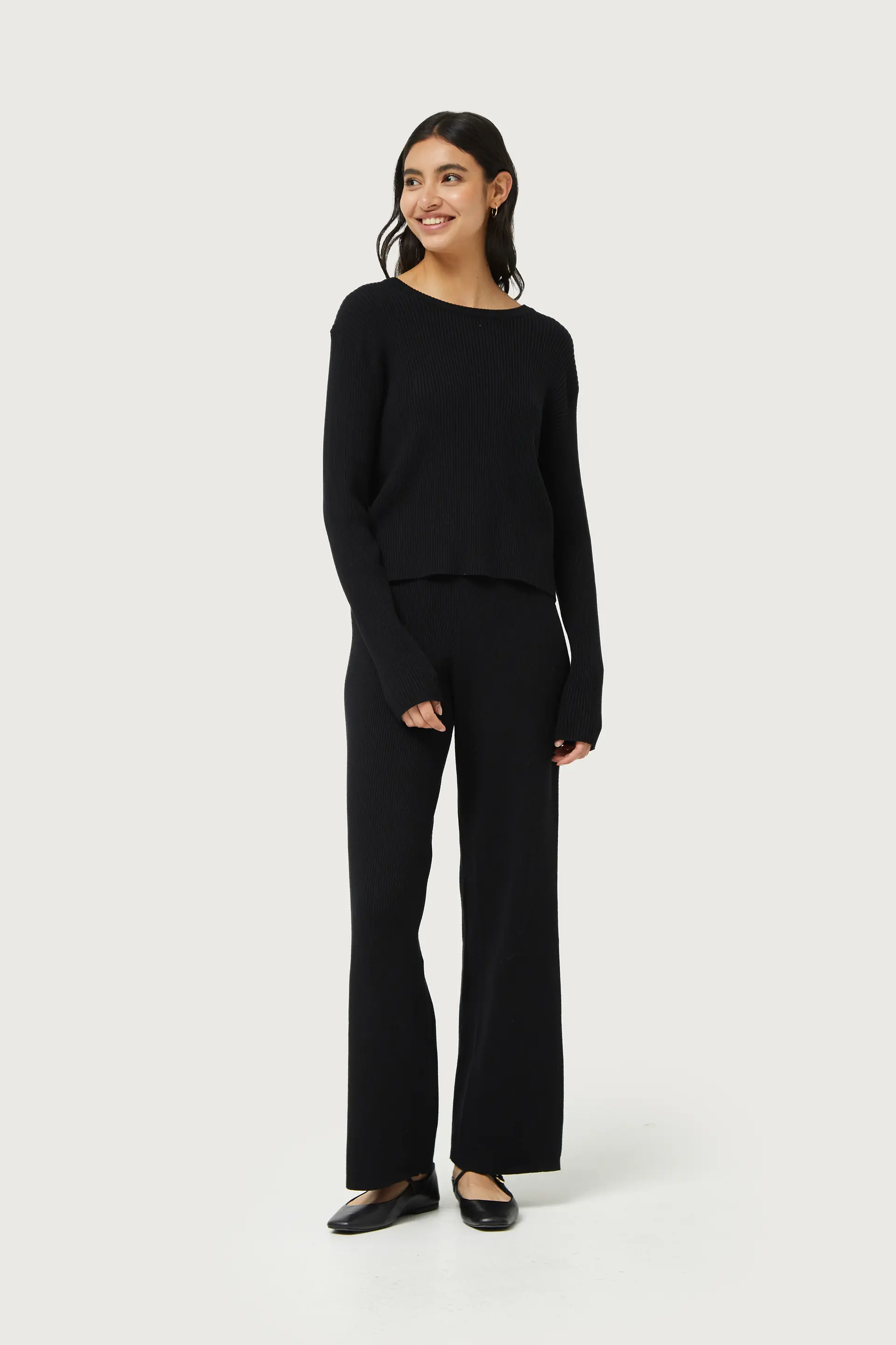 Jersey de punto canalé negro - Image 4