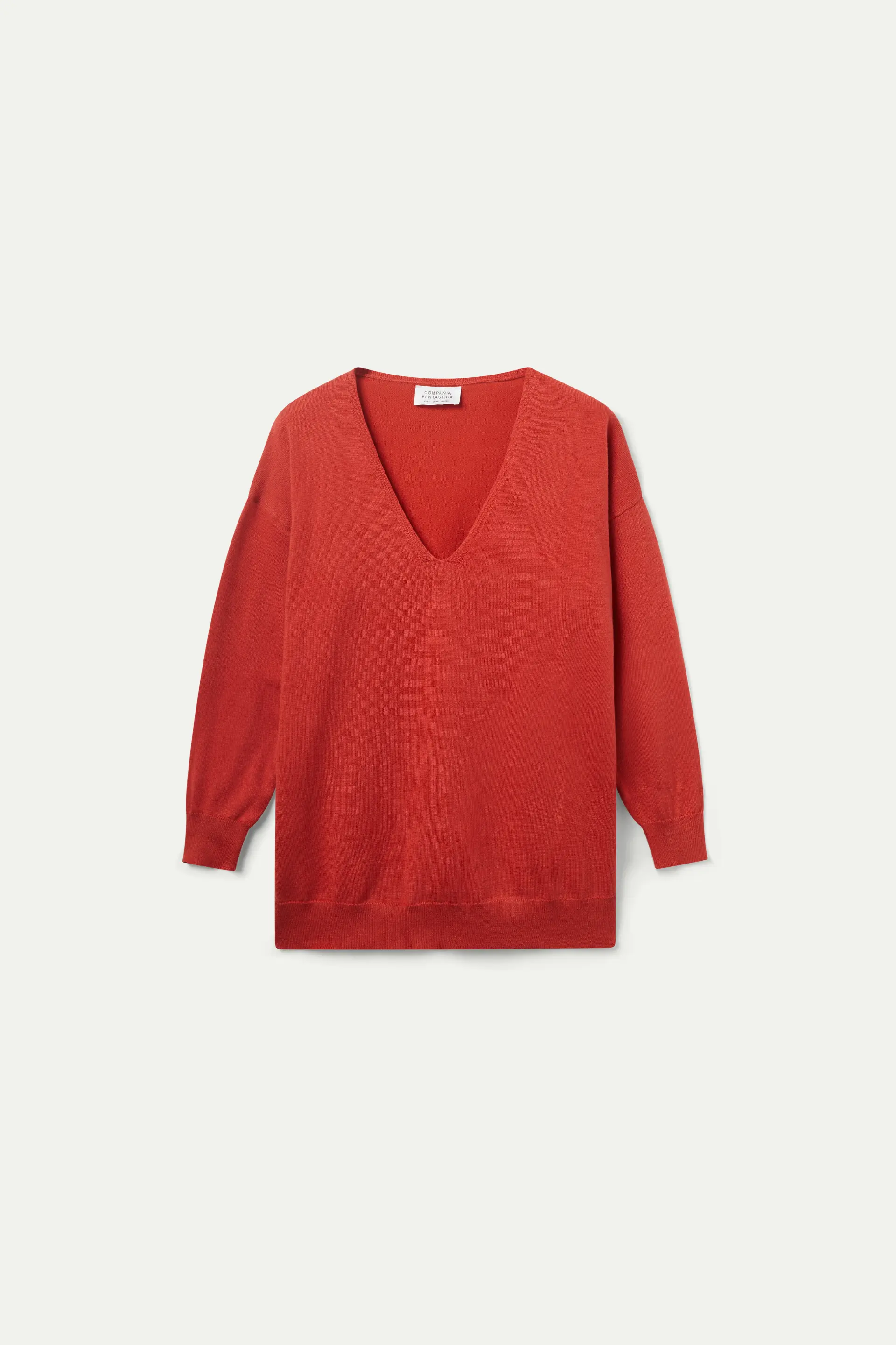 Jersey de punto con cuello pico naranja - Image 2