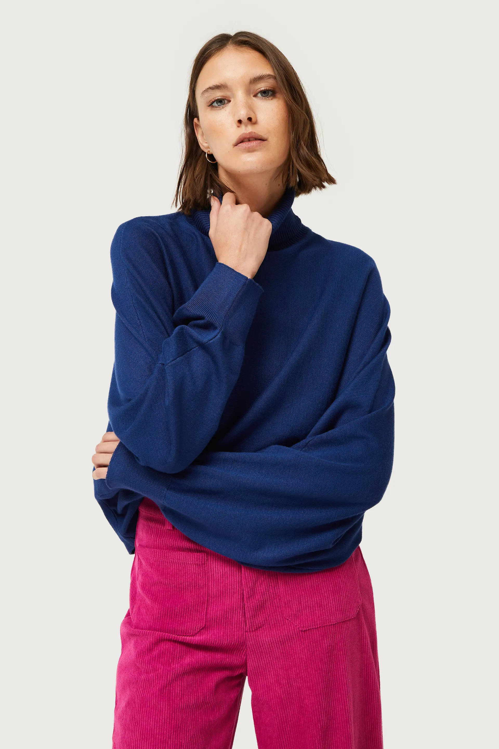 Jersey de punto con cuello vuelto azul - Image 3