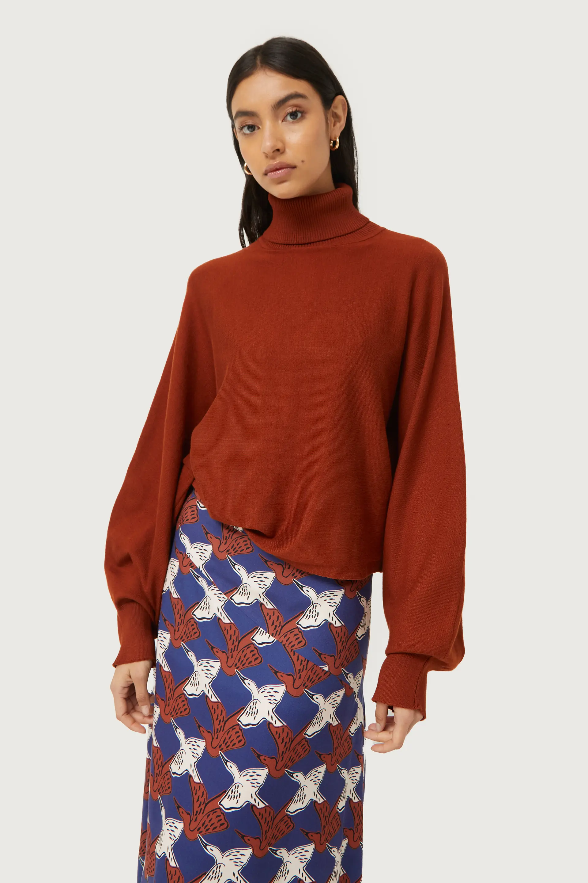 Jersey de punto con cuello vuelto marrón - Image 3
