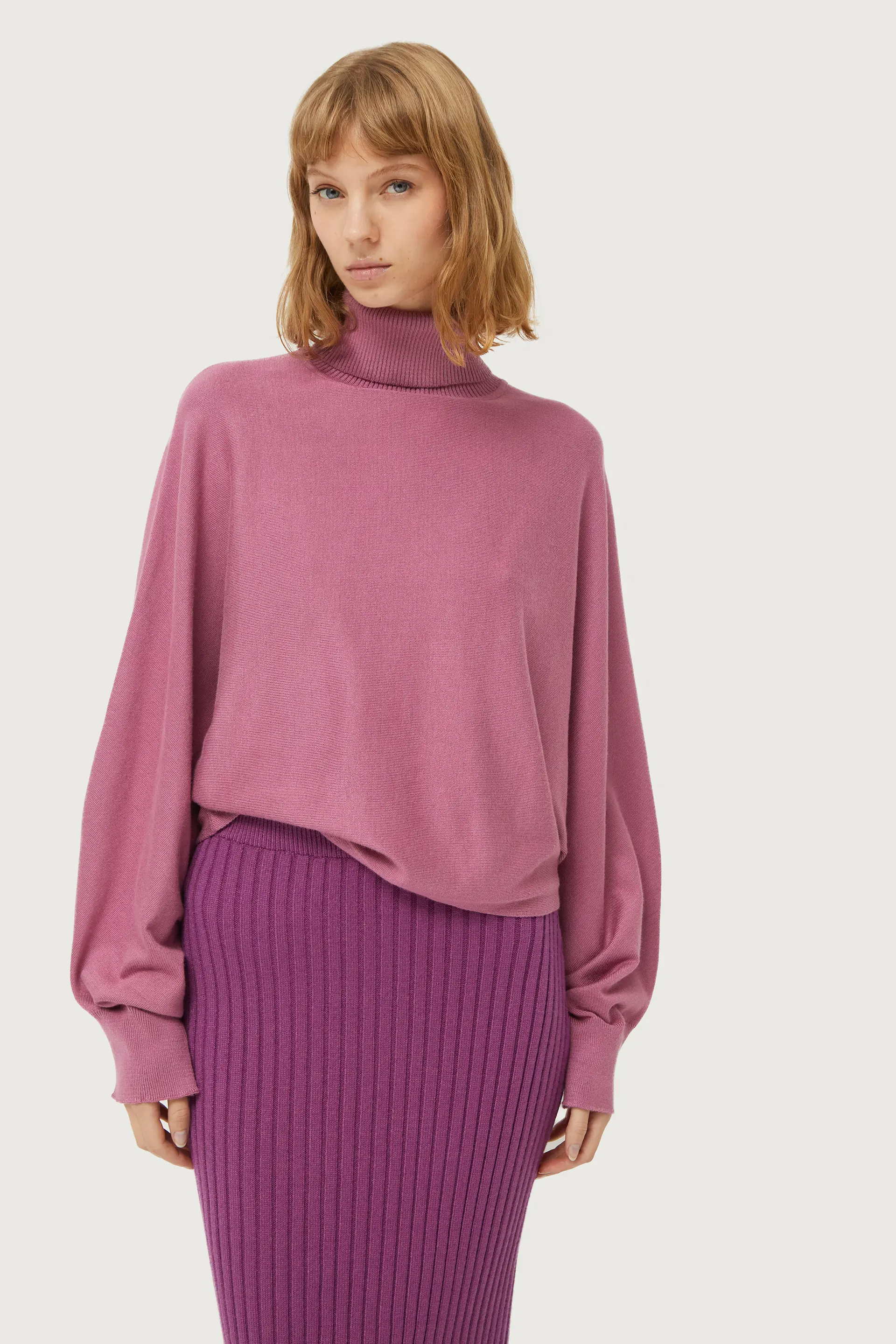 Jersey de punto con cuello vuelto rosa - Image 3