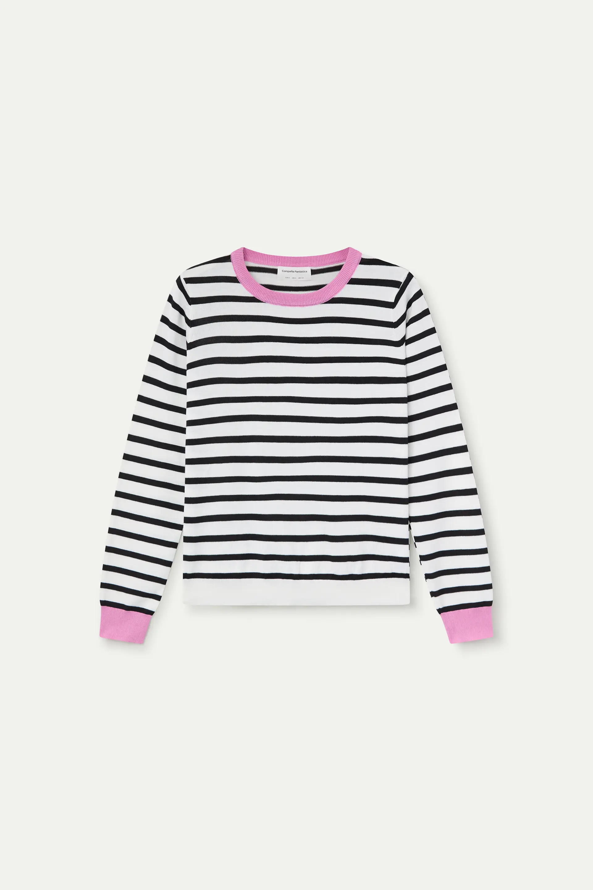 Jersey de punto con estampado de rayas blanco y negro - Image 2