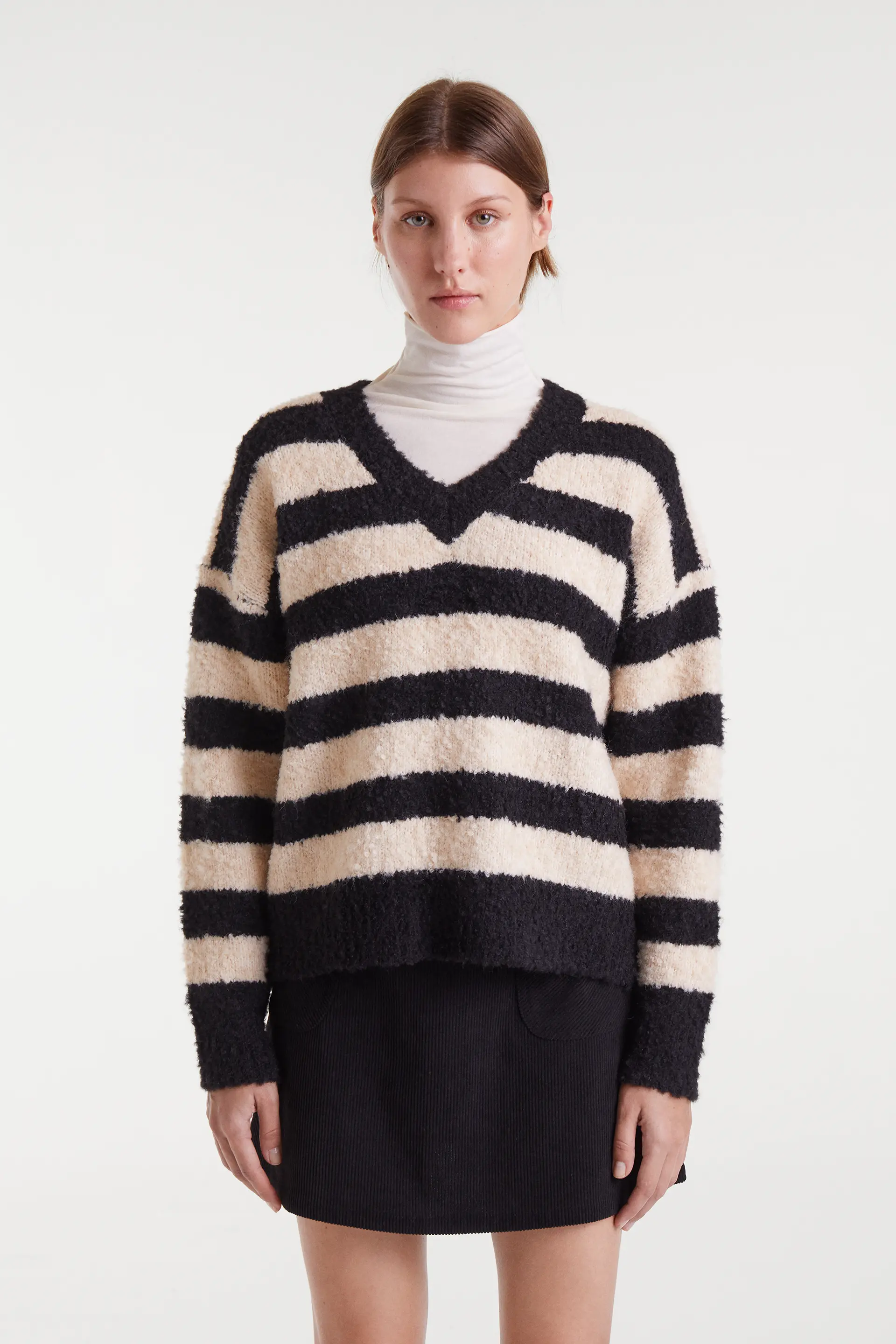 Jersey de punto con textura rayas blanco y negro