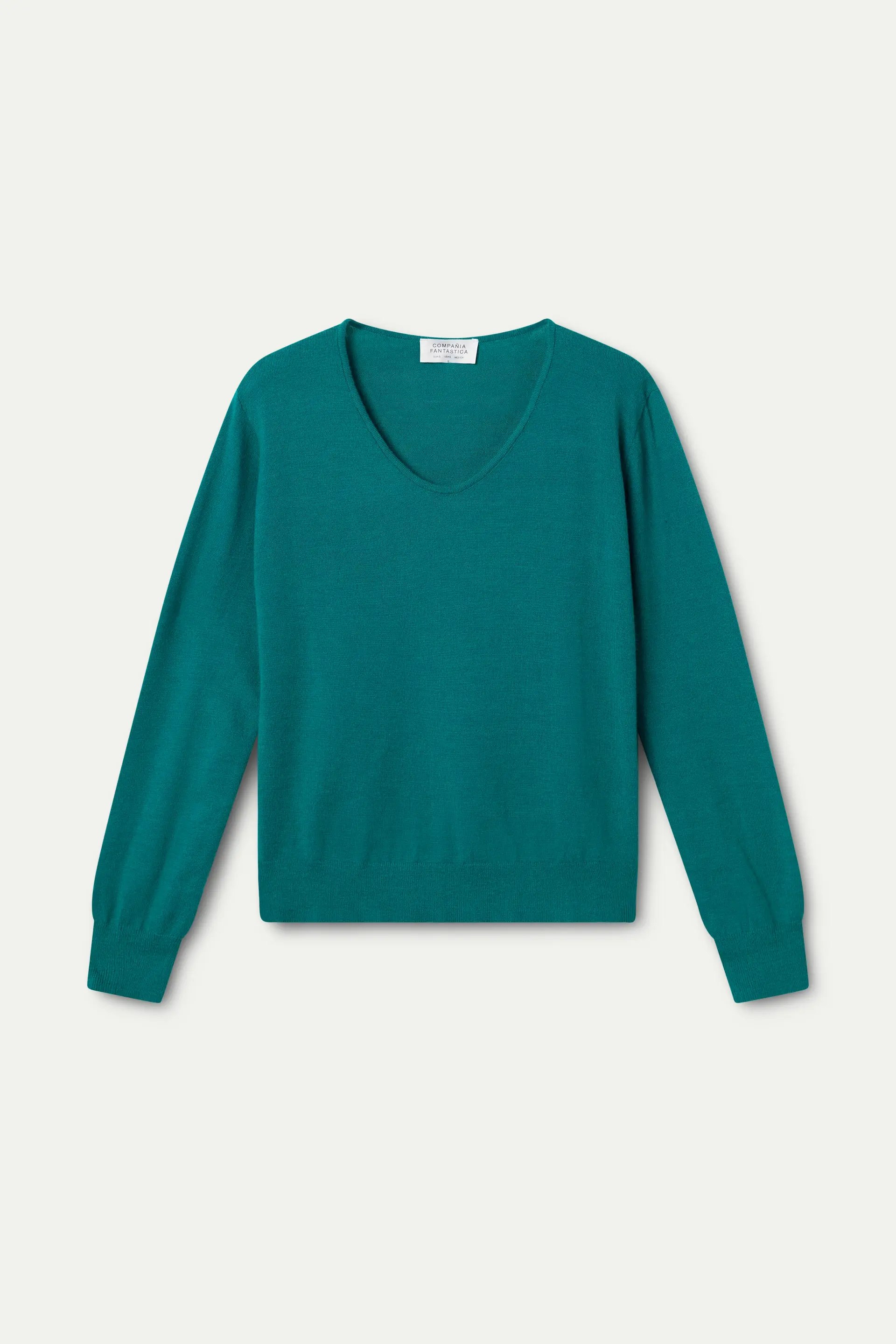 Jersey de punto cuello pico verde - Image 2