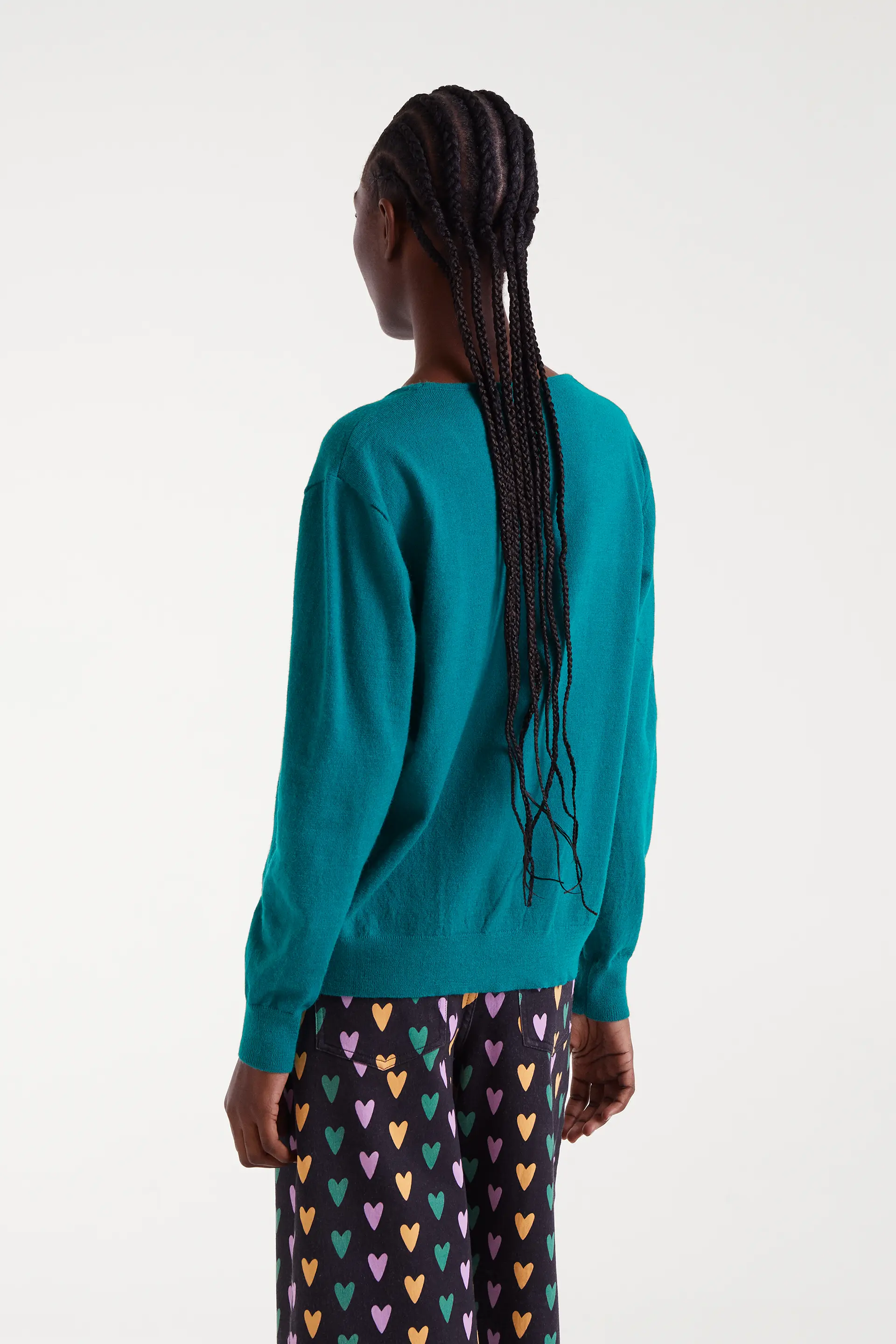Jersey de punto cuello pico verde - Image 3