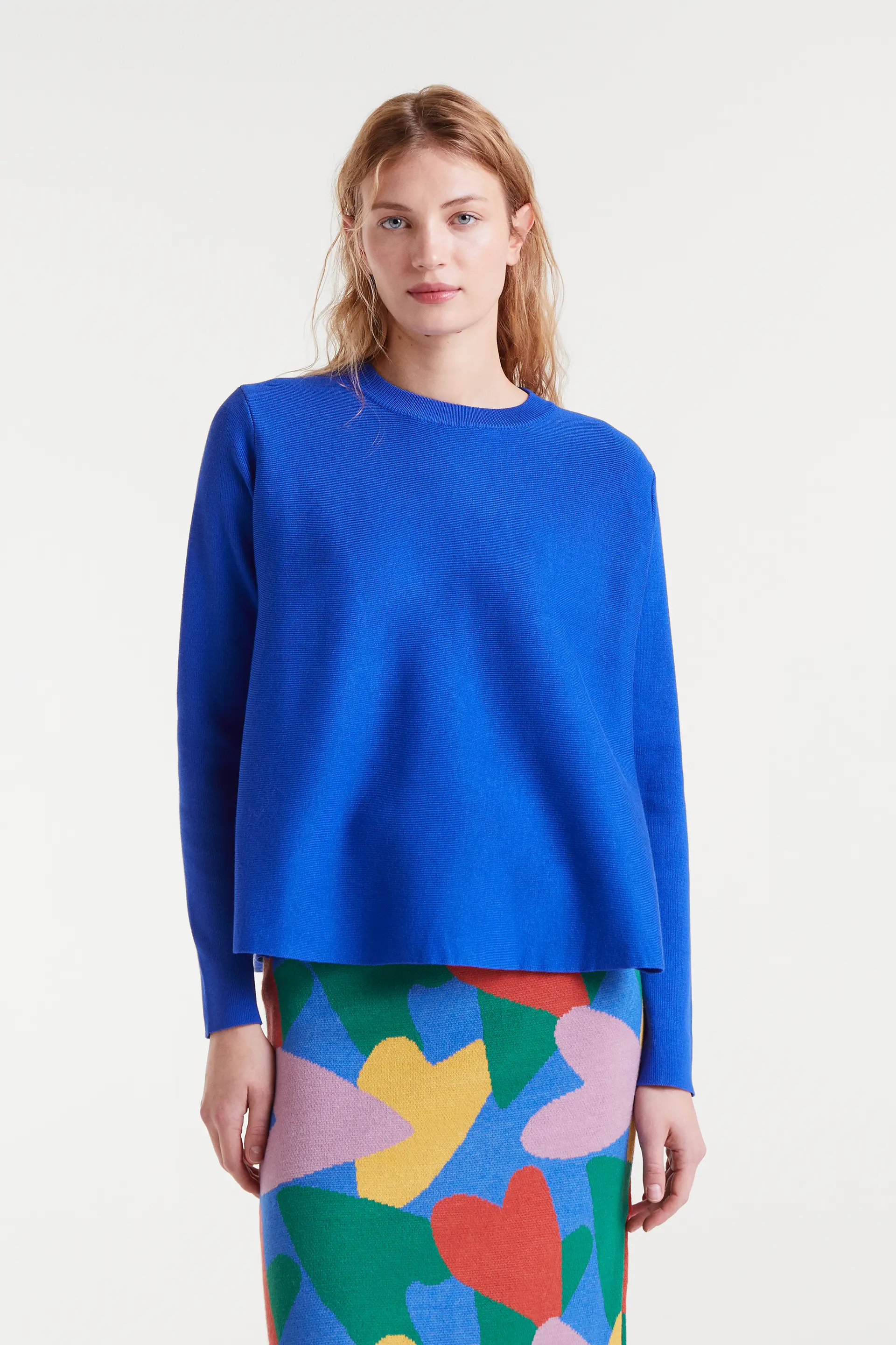Jersey de punto evasé azul