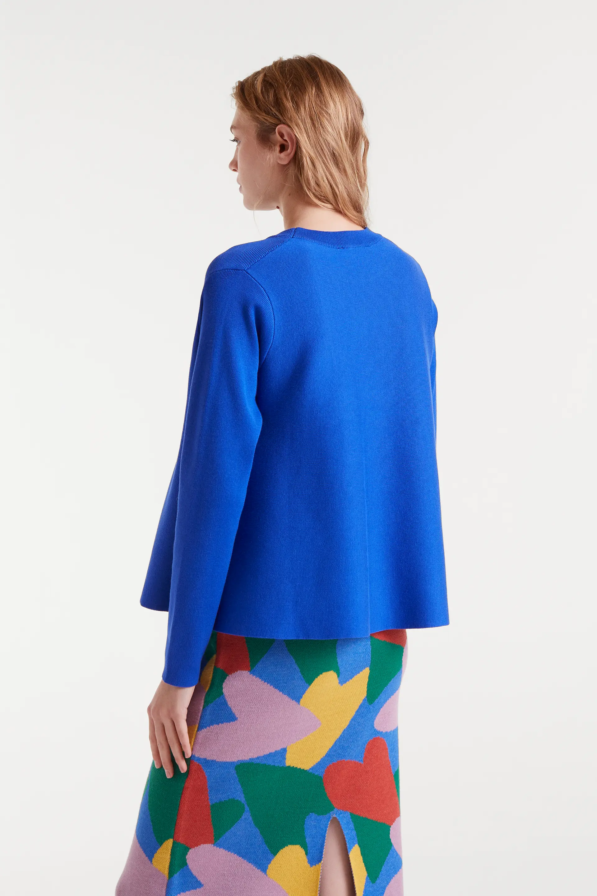 Jersey de punto evasé azul - Image 3