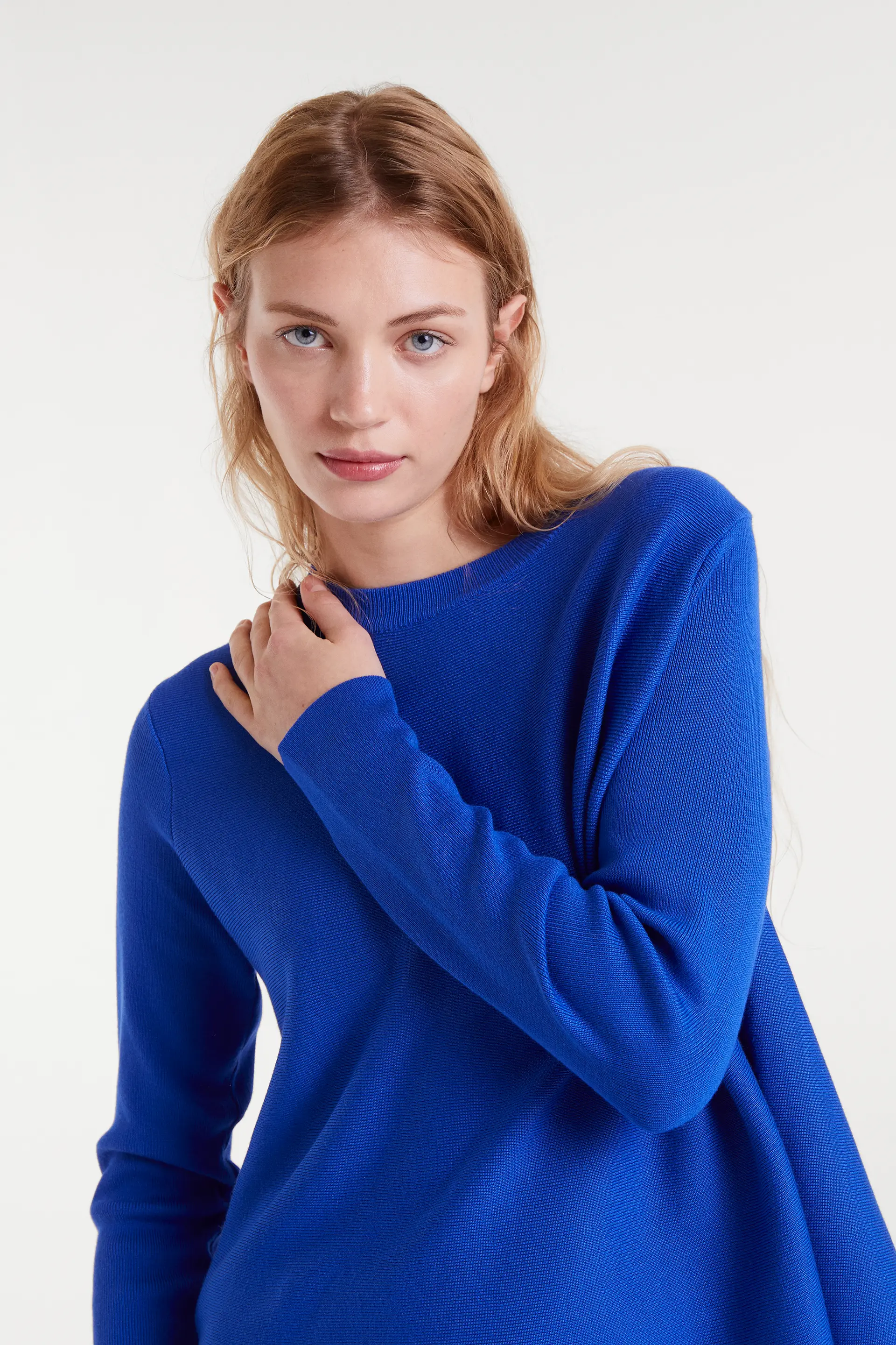 Jersey de punto evasé azul - Image 6