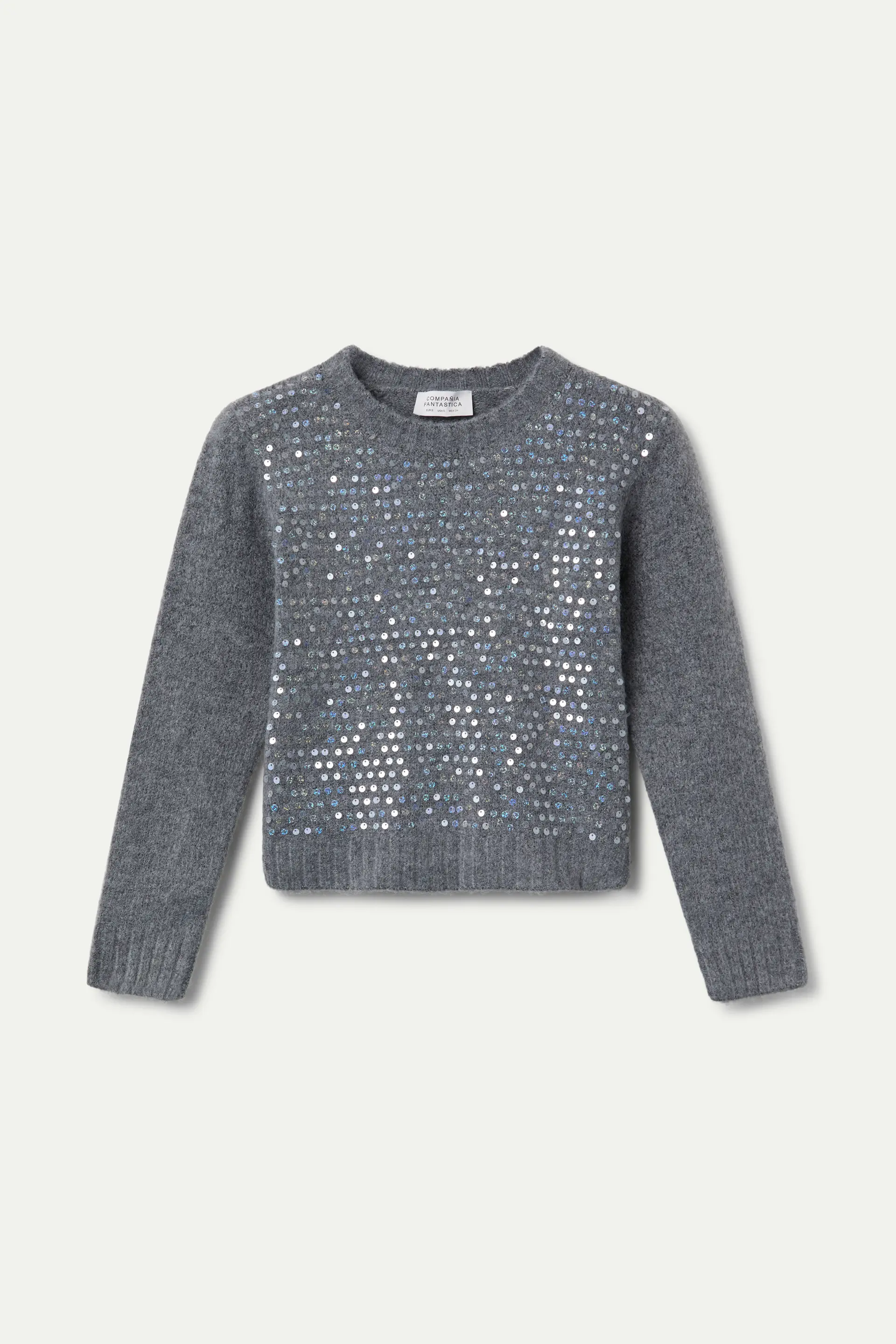 Jersey de punto gris con detalles en lentejuela - Image 2