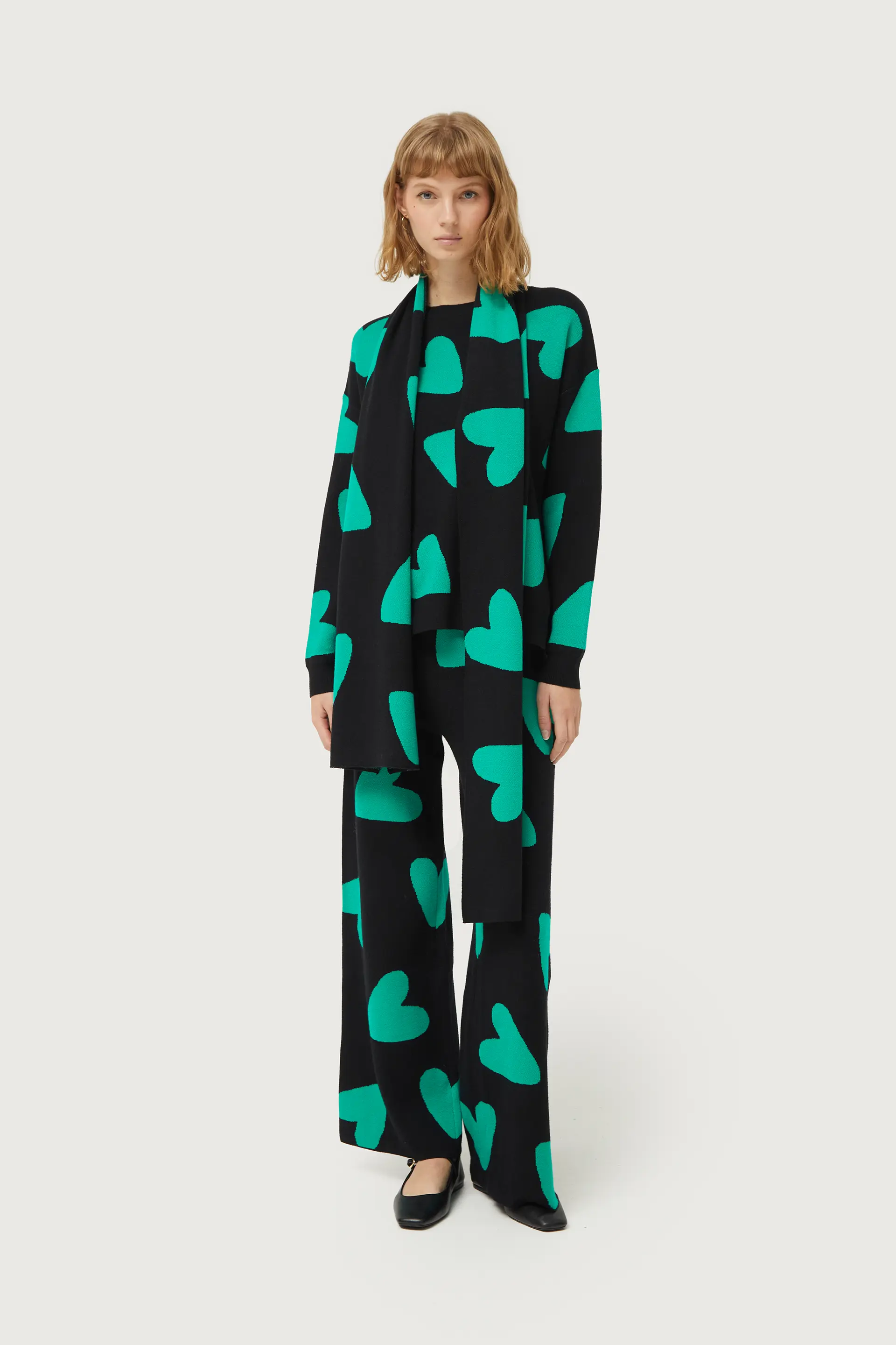 Jersey de punto jacquard de corazones negro - Image 4