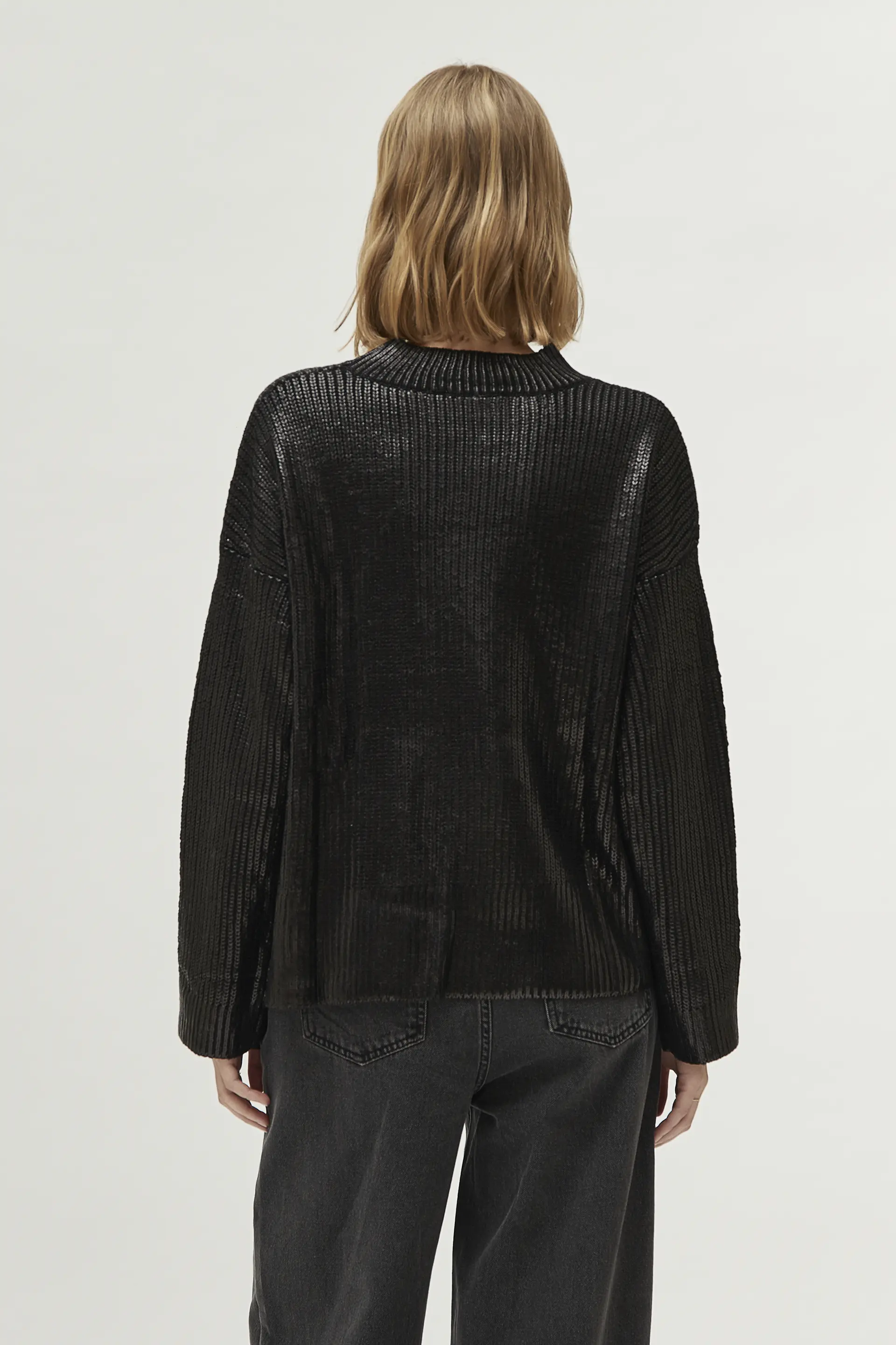 Jersey de punto revestido negro - Image 4