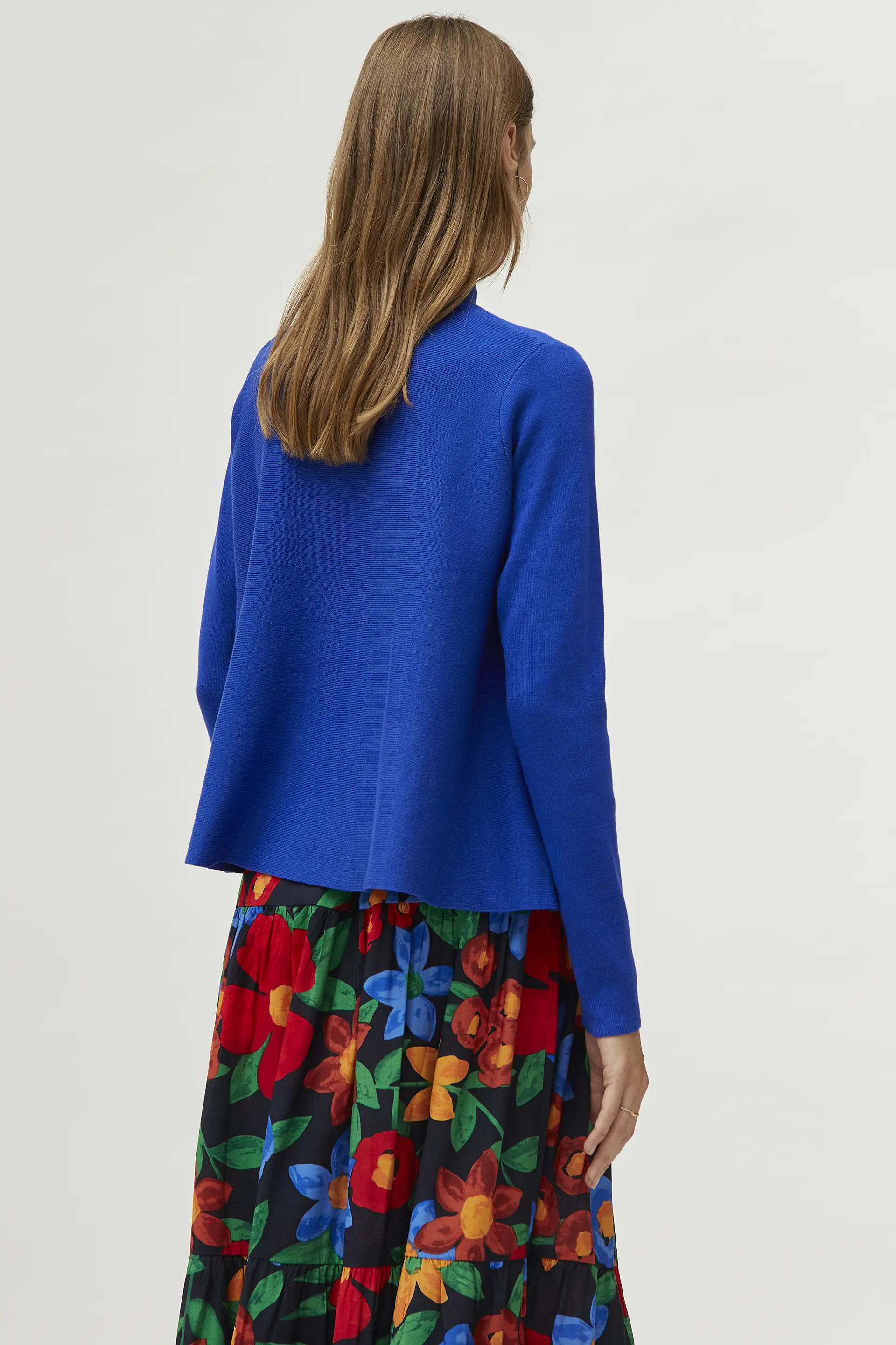 Jersey evasé cuello mock azul - Image 5