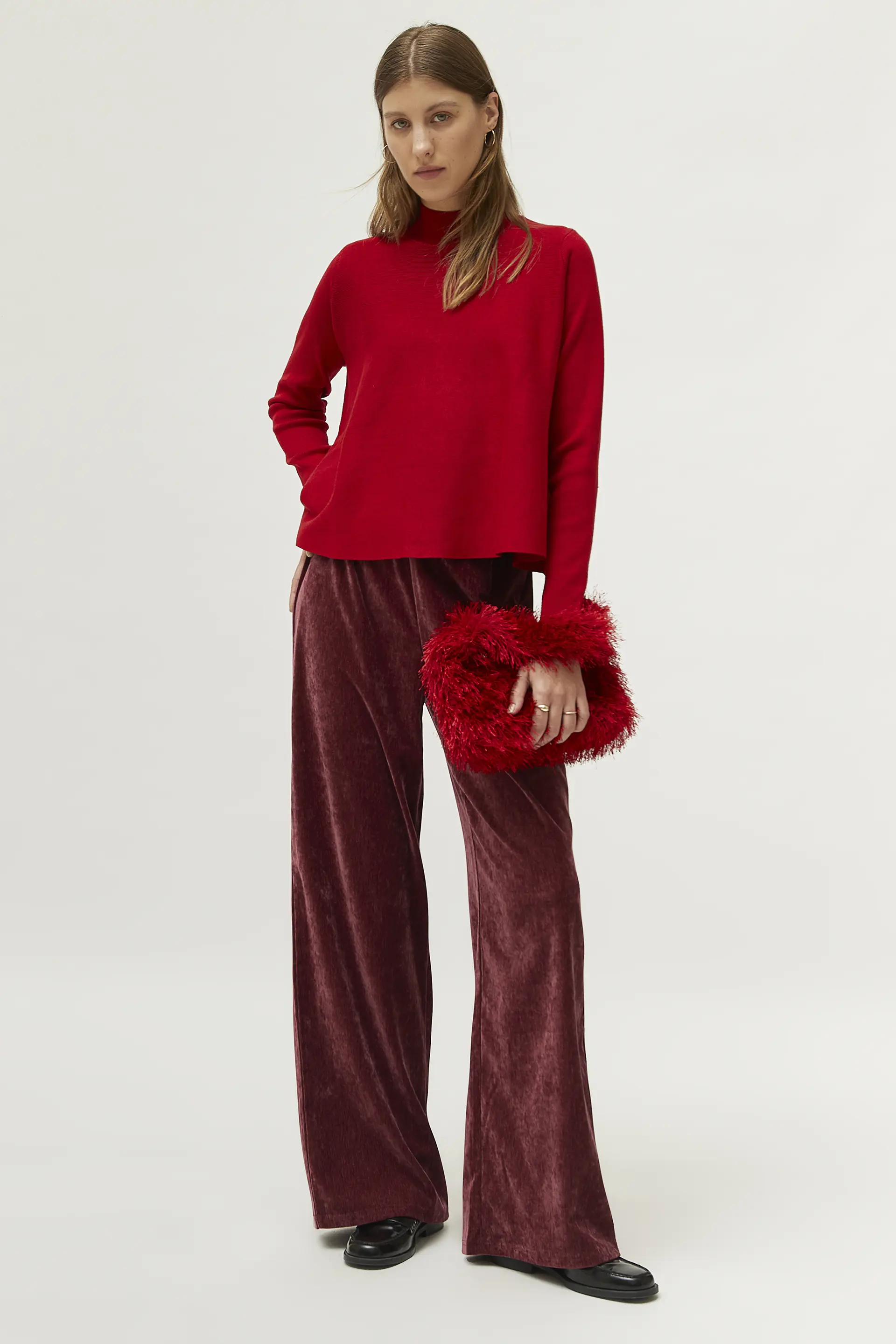 Jersey evasé cuello mock rojo - Image 5