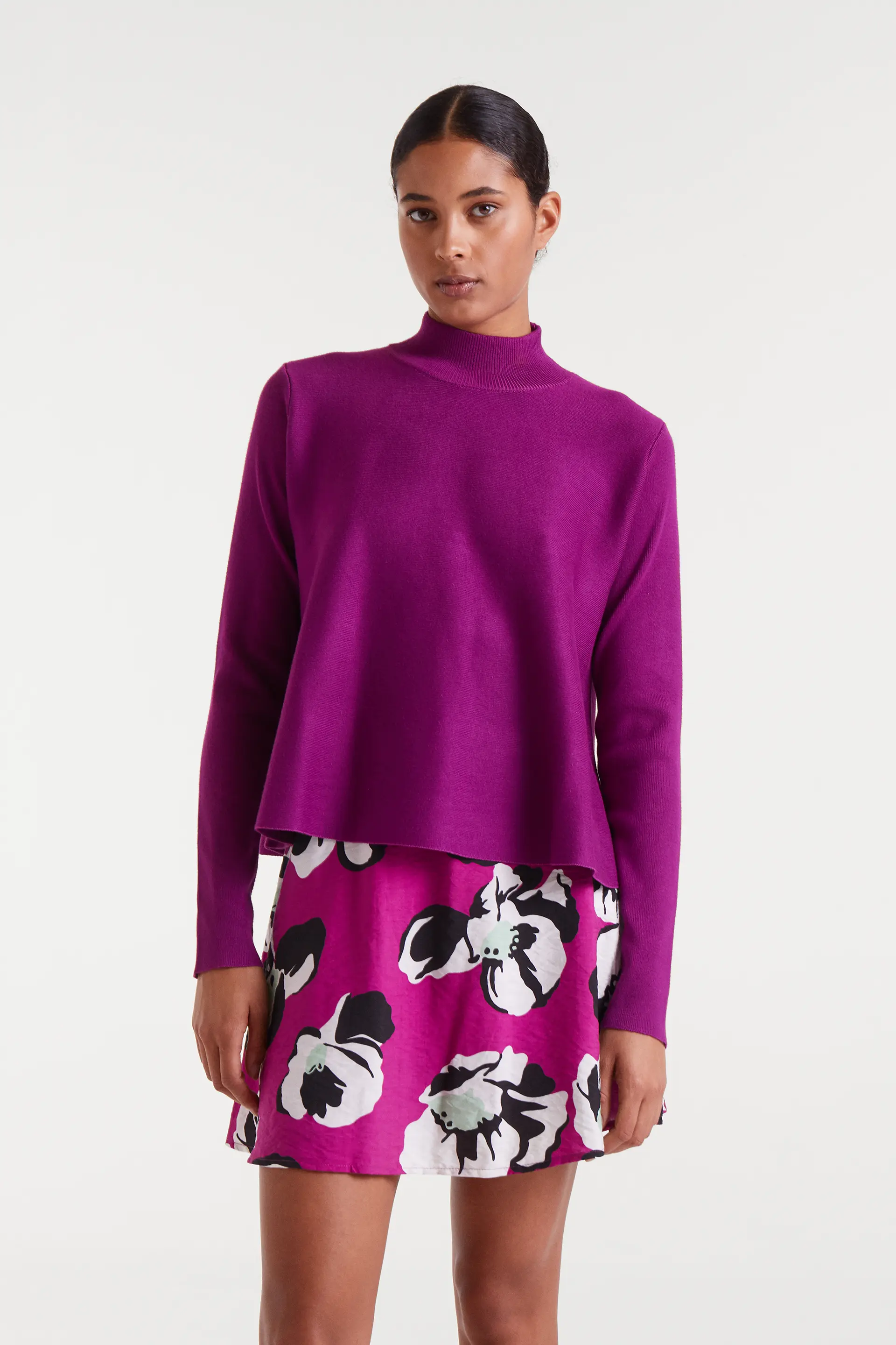 Jersey evasé cuello perkins magenta