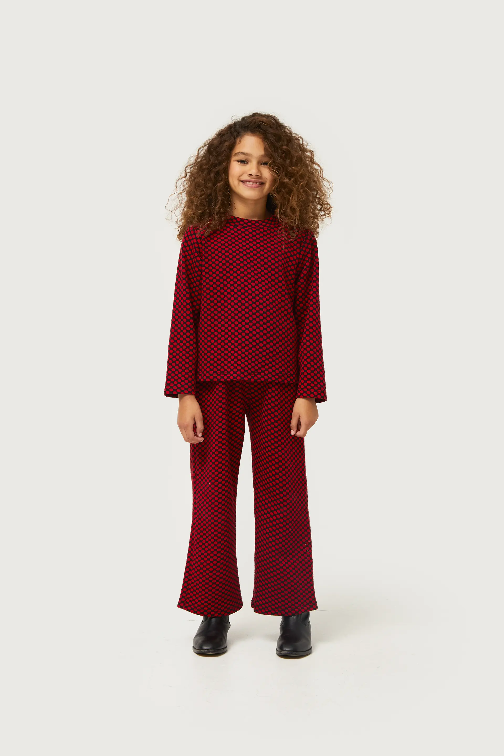 Jerey de niña de punto jacquard polka dot