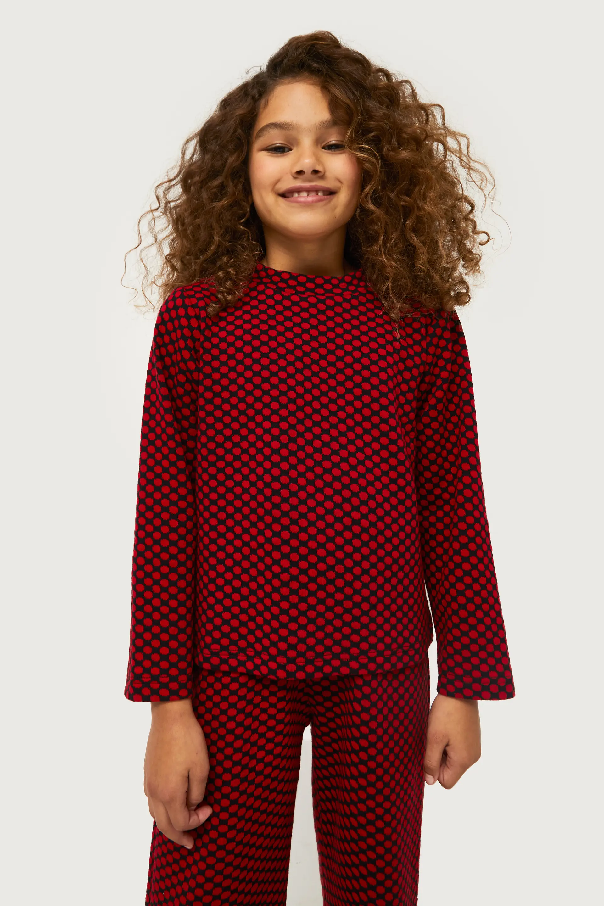 Jerey de niña de punto jacquard polka dot - Image 2