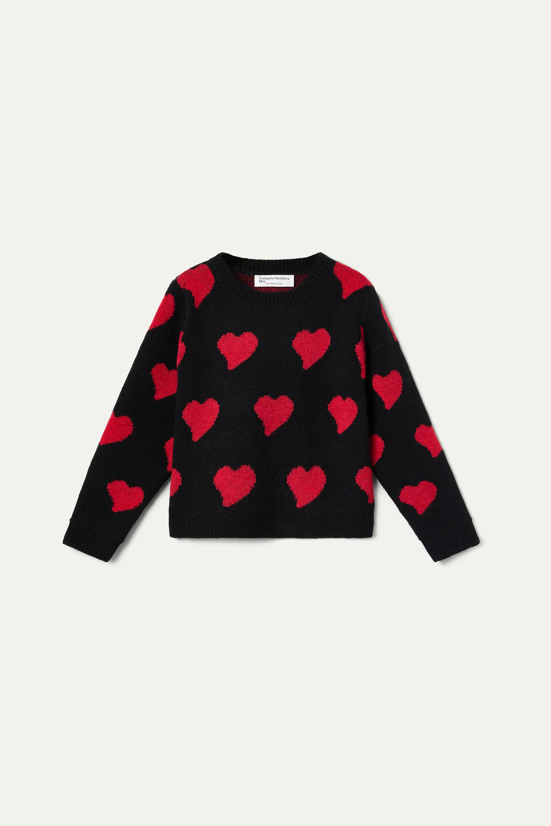Jersey negro de niña con estampado de corazones rojos Heart Attack - Image 2