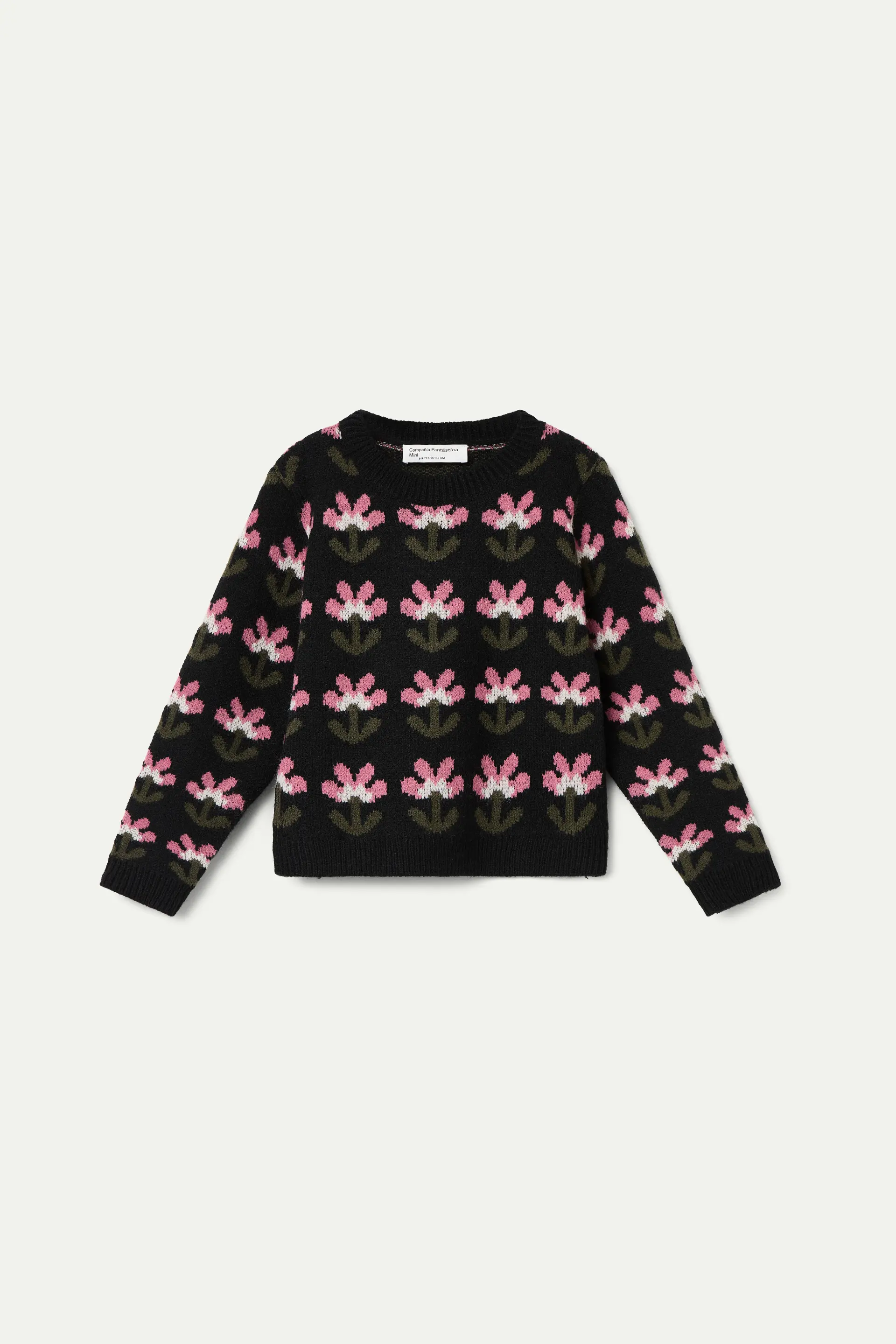 Jersey negro de niña con estampado de flores Baboushka - Image 2
