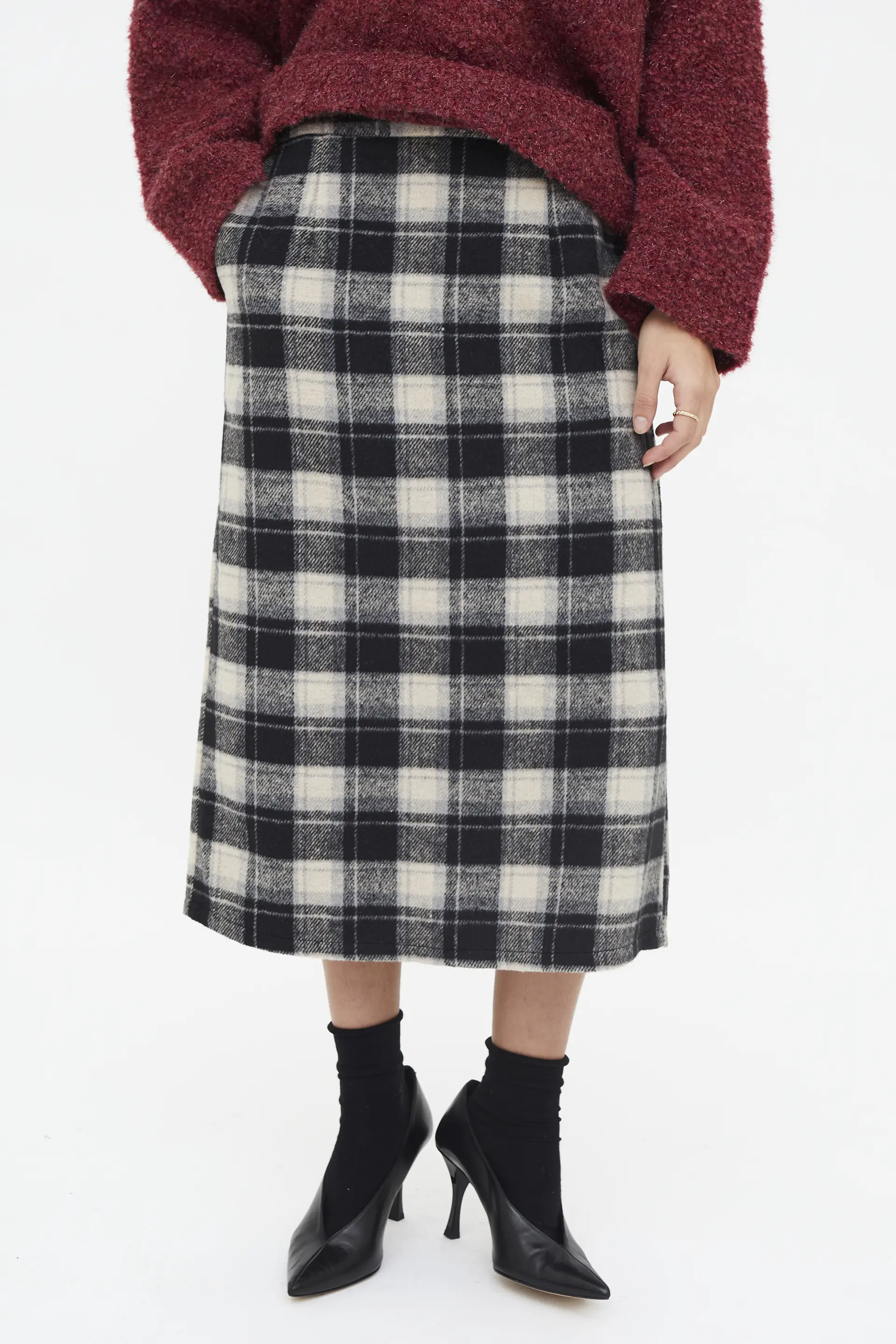 Jersey punto con textura Burgundy - Image 4
