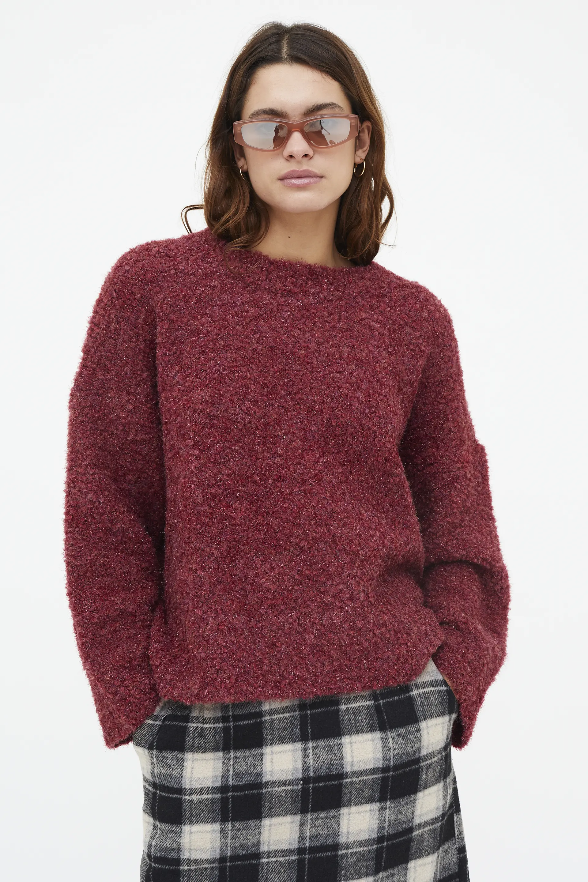 Jersey punto con textura Burgundy - Image 6