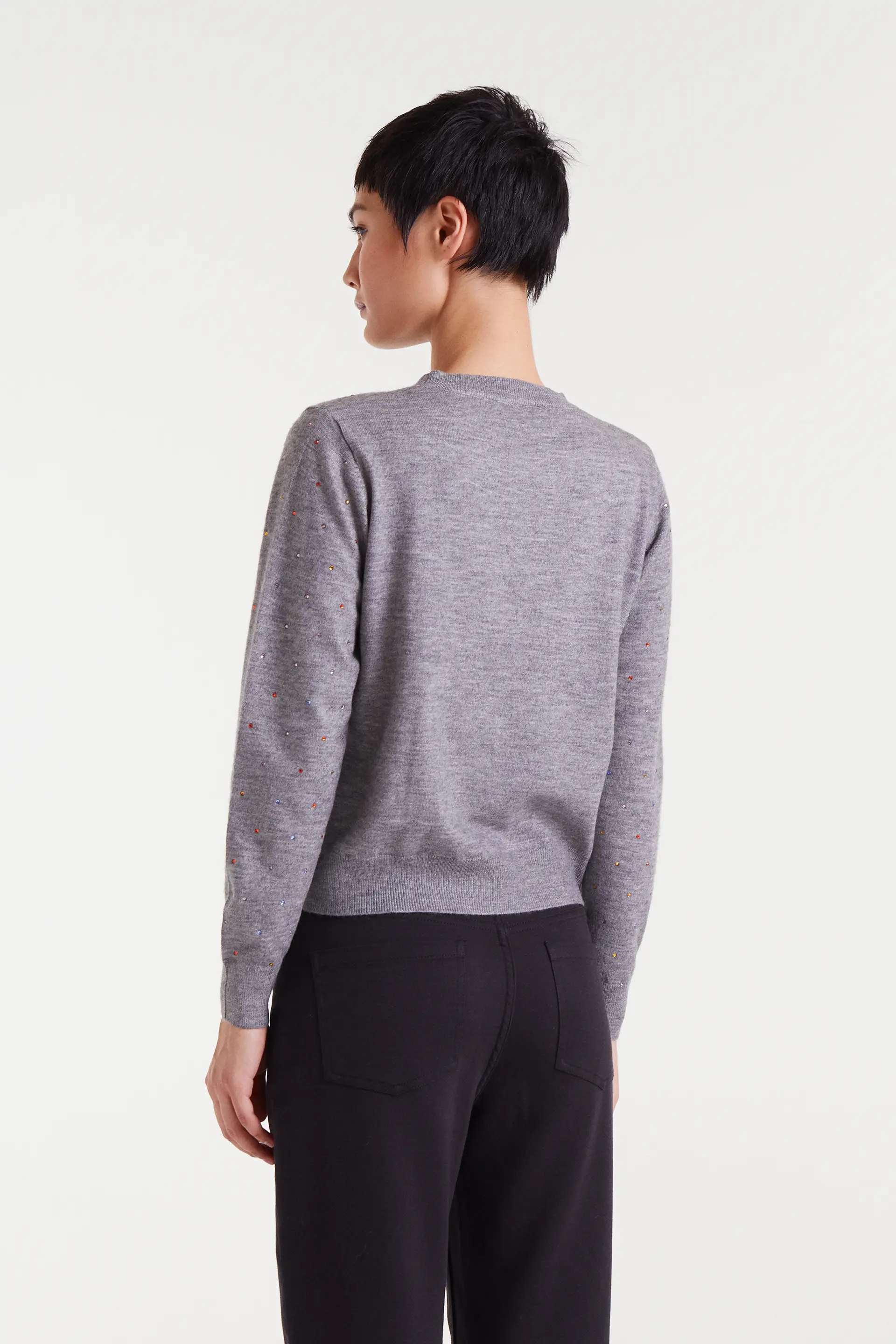 Jersey punto fino gris con detalles multicolor - Image 3