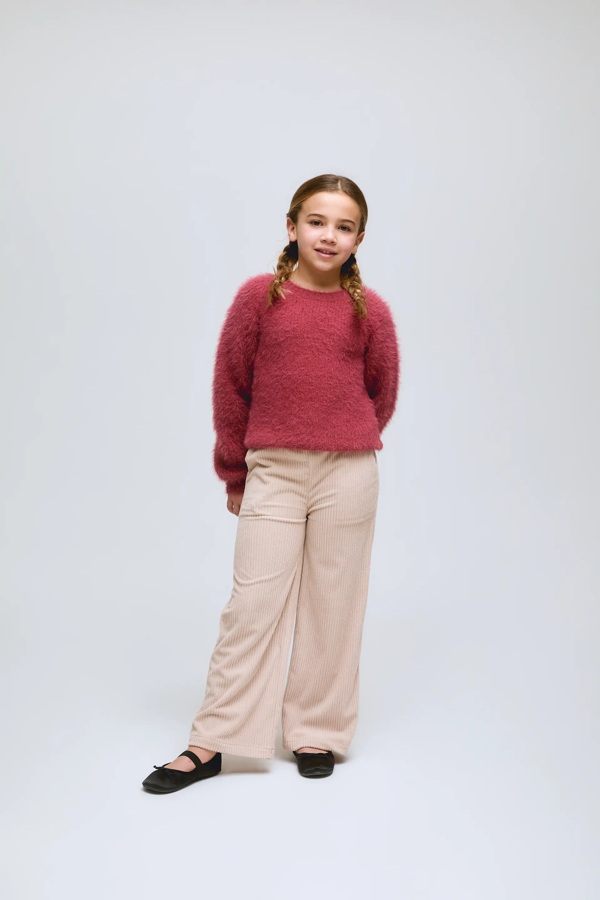 Pantalón ancho de niña de pana color blanco
